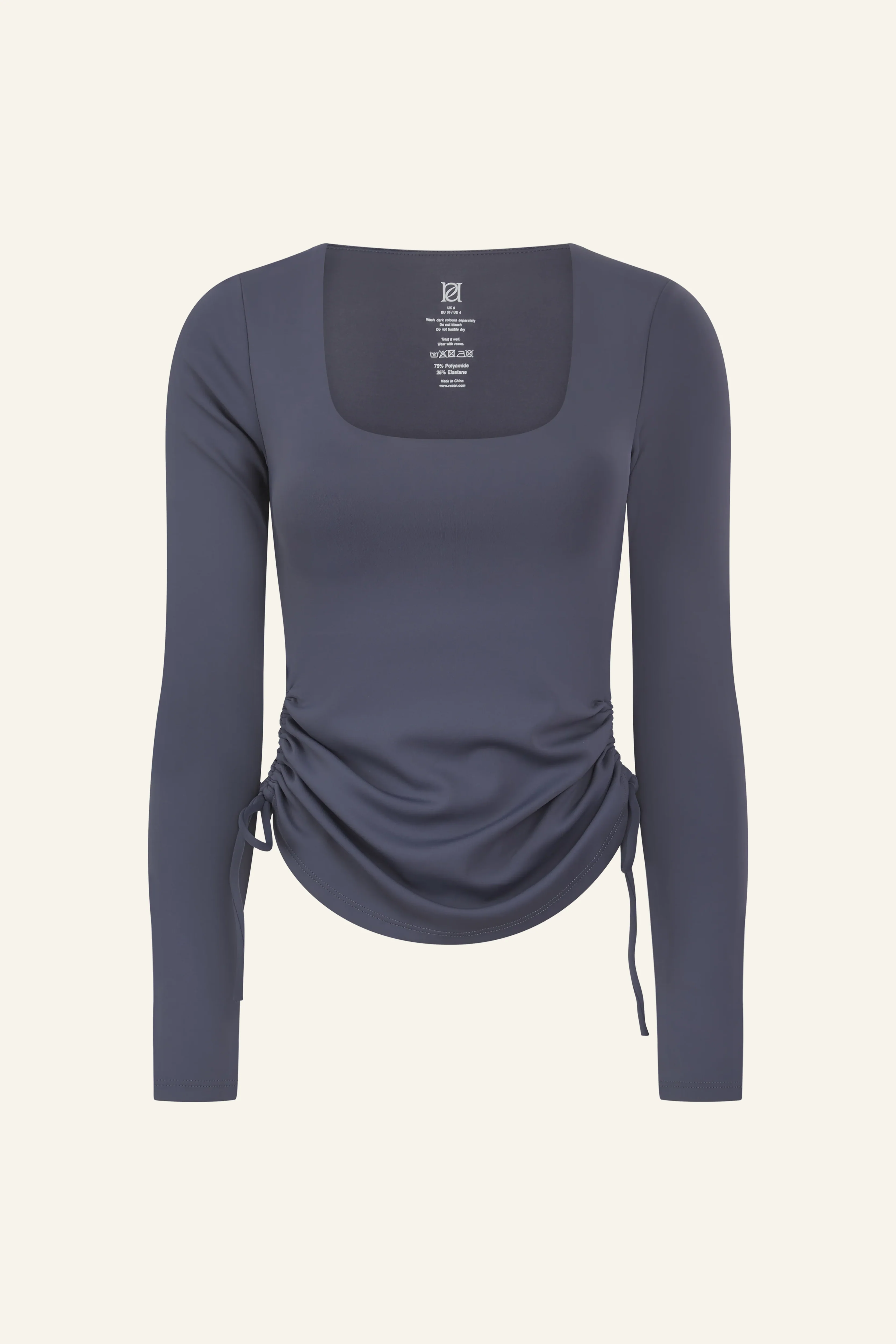 SmoothForm Built In Bra Ruched Active Top - Slate Blue - Image 14