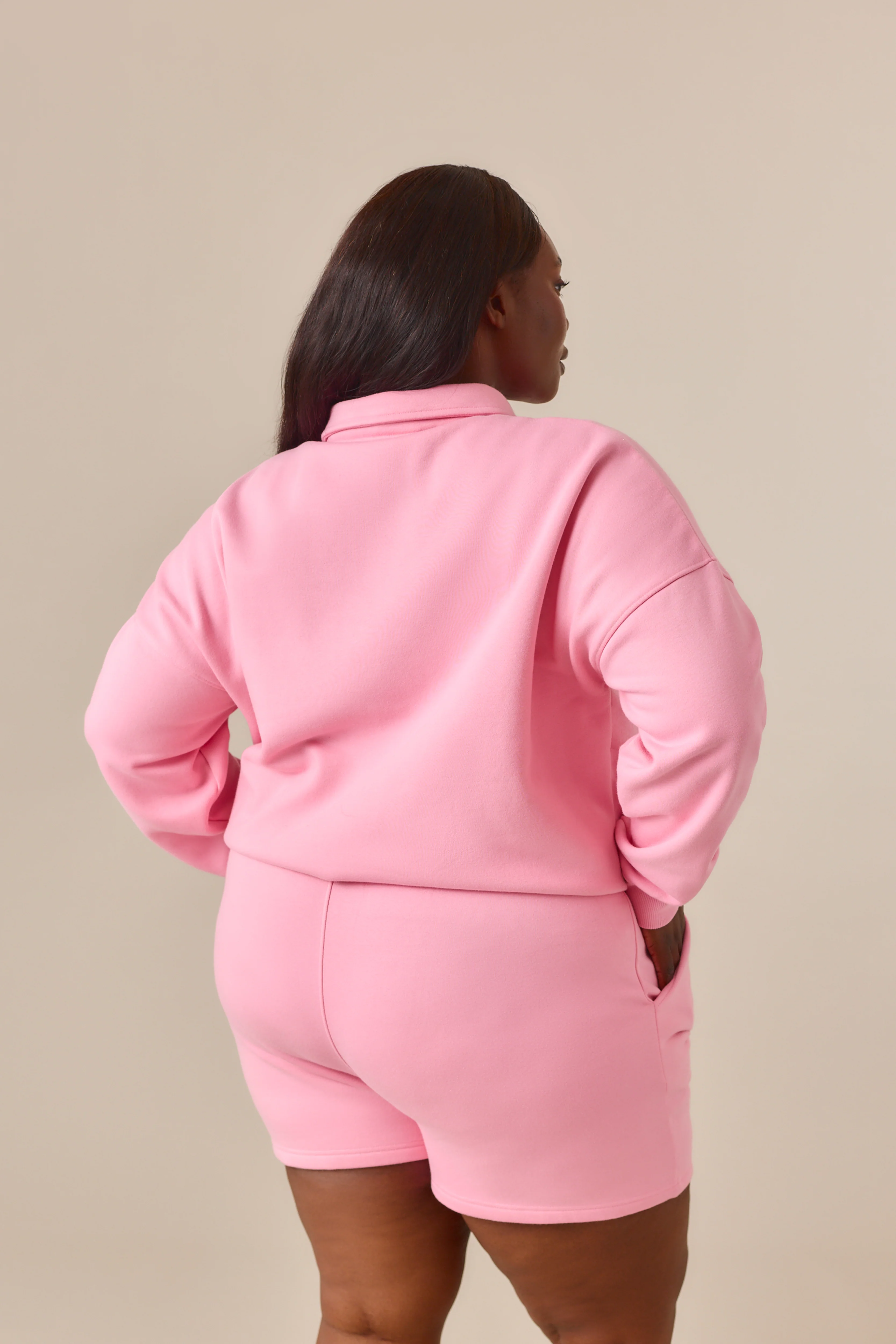 Button Front Collar 2 In 1 Short Tracksuit - Bubblegum Pink - Image 10