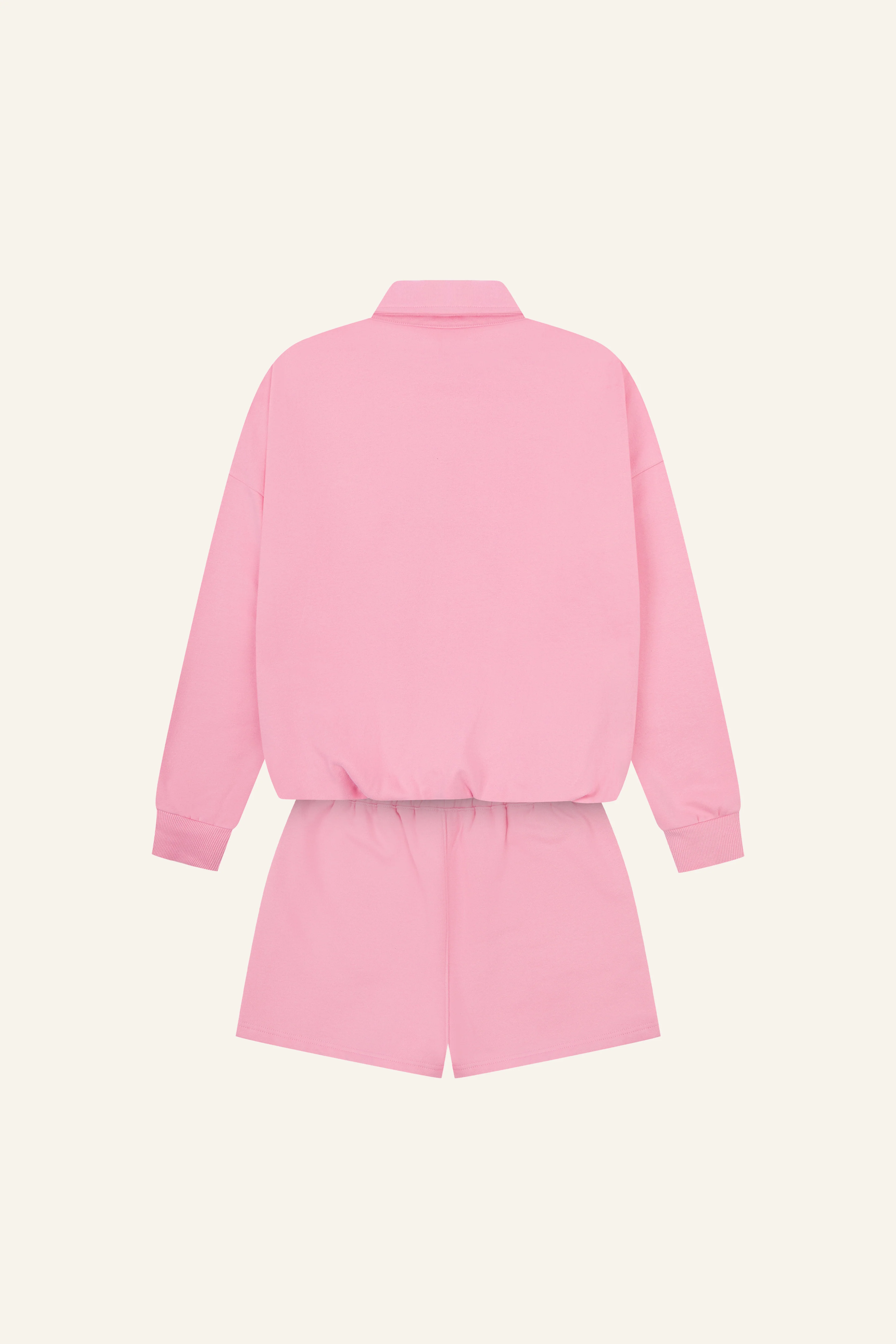 Button Front Collar 2 In 1 Short Tracksuit - Bubblegum Pink - Image 12