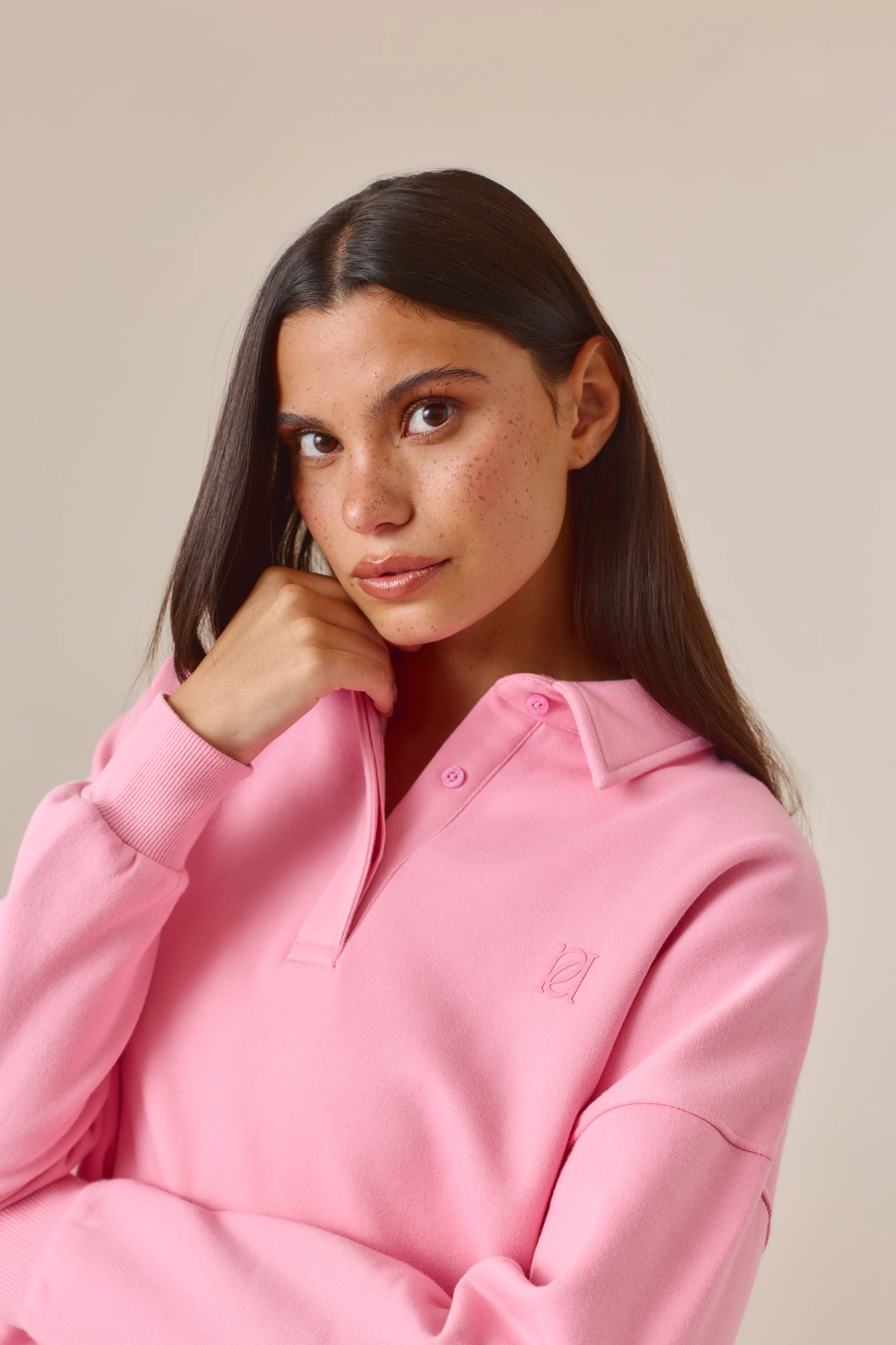 Button Front Collar 2 In 1 Short Tracksuit - Bubblegum Pink - Image 5