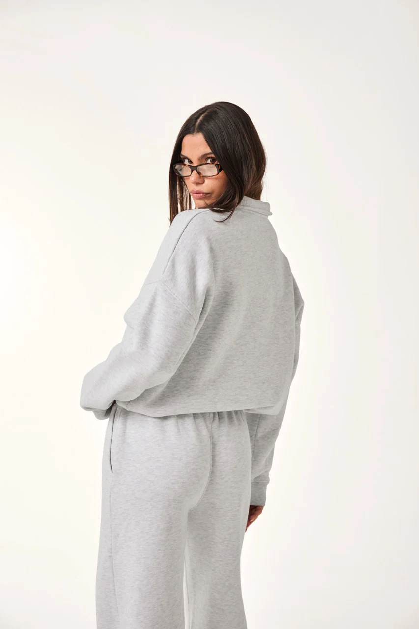 Button Front Collar 2 In 1 Tracksuit - Grey Marl - Image 5