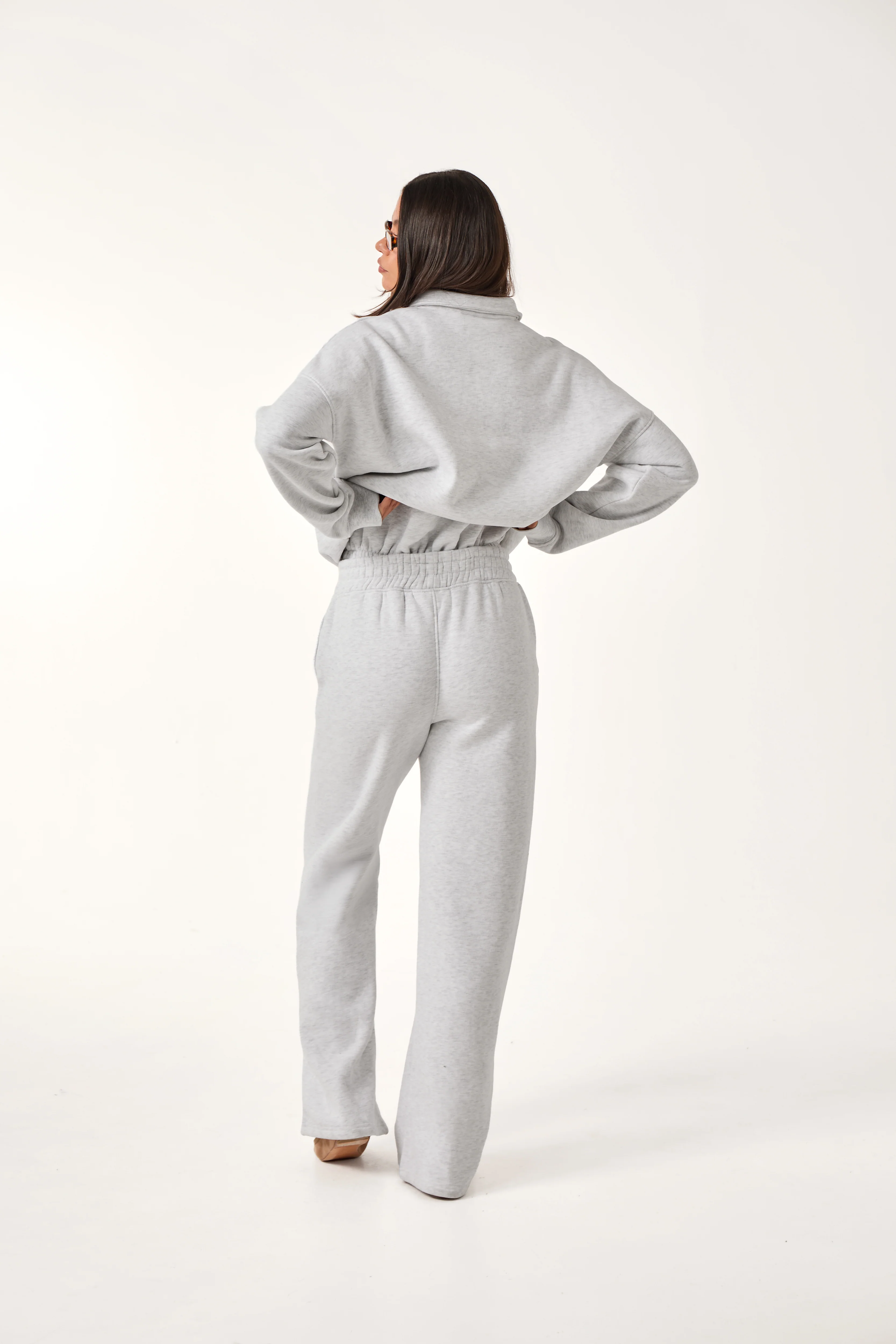 Button Front Collar 2 In 1 Tracksuit - Grey Marl - Image 6