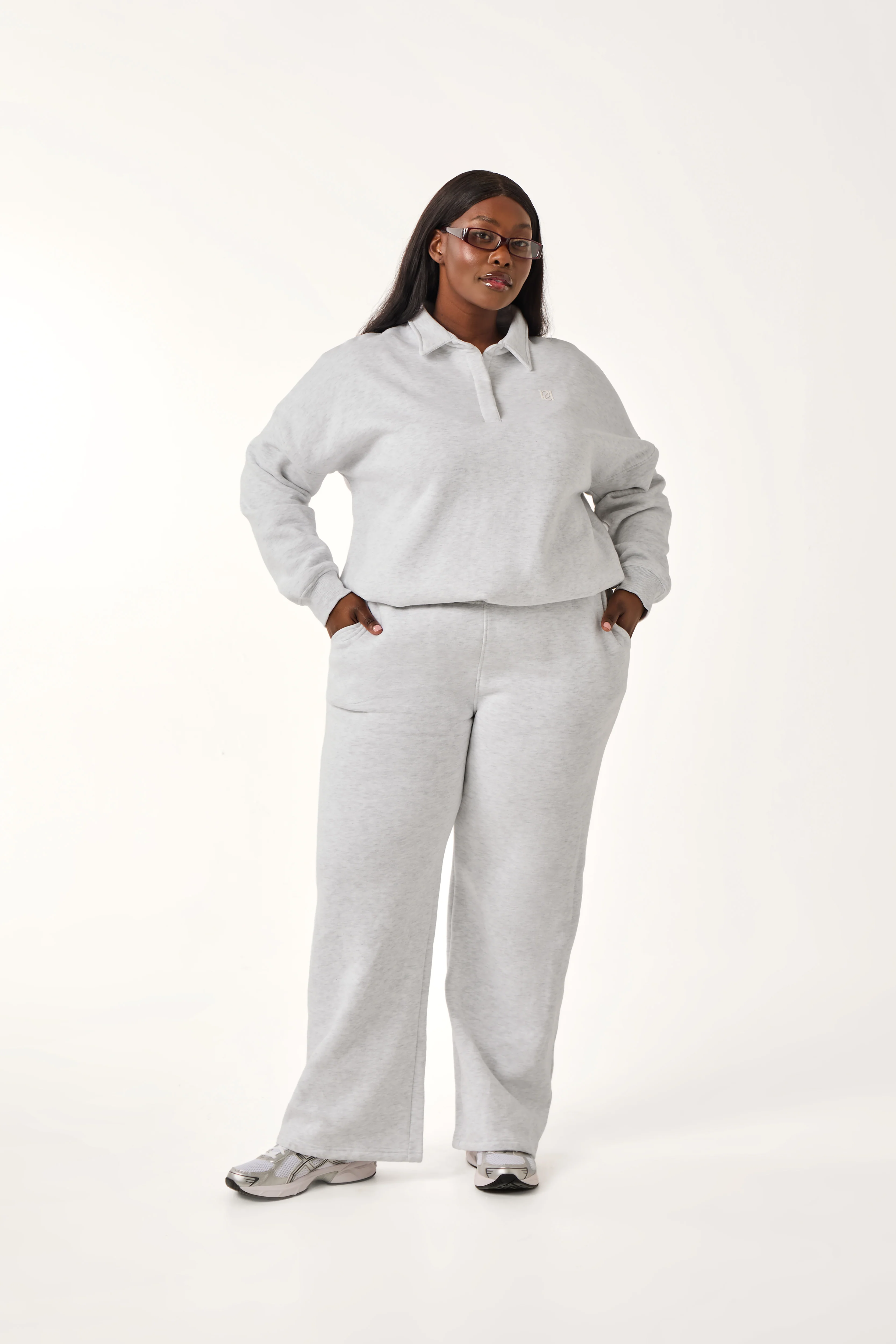Button Front Collar 2 In 1 Tracksuit - Grey Marl - Image 7