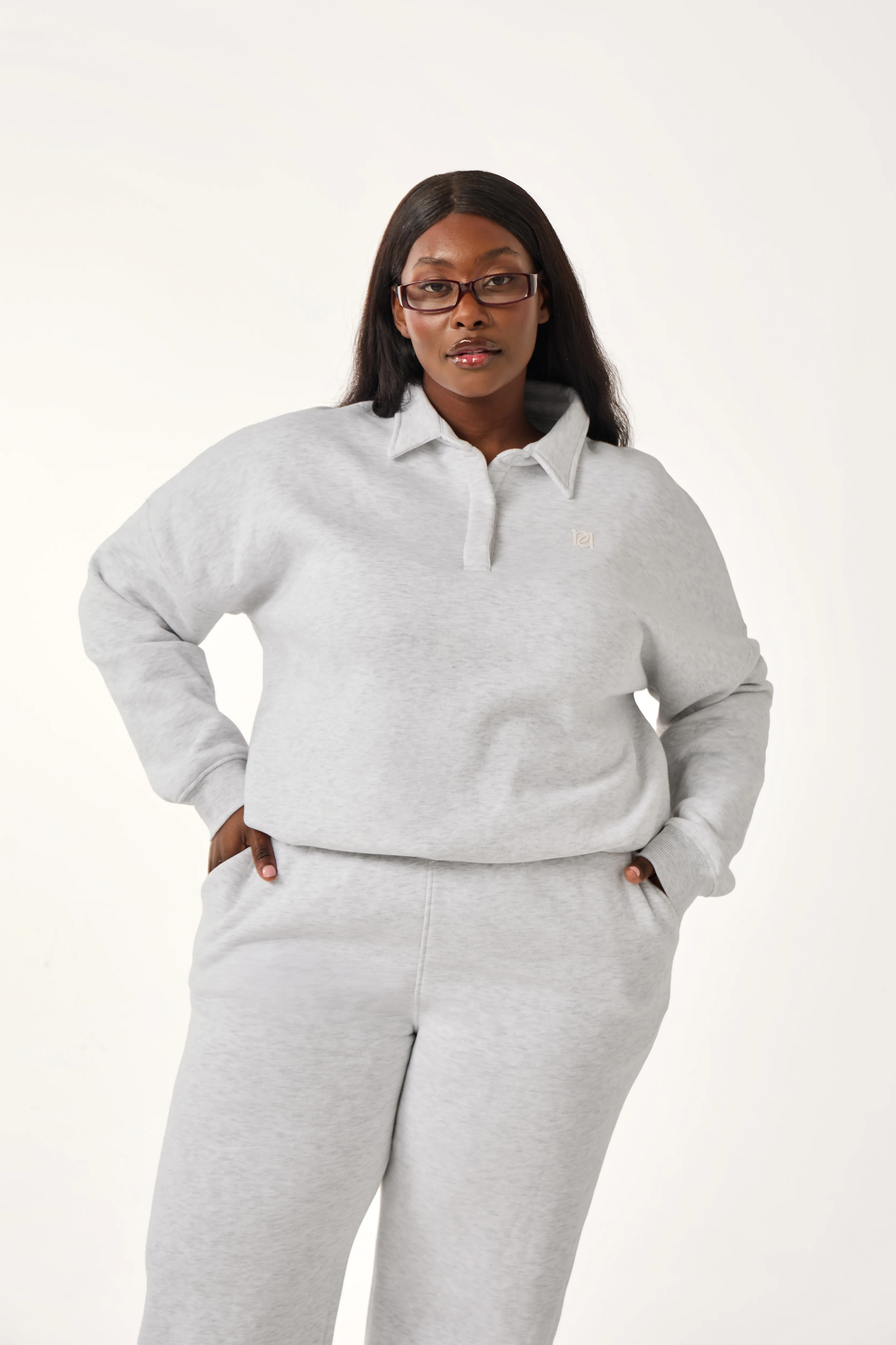 Button Front Collar 2 In 1 Tracksuit - Grey Marl - Image 8