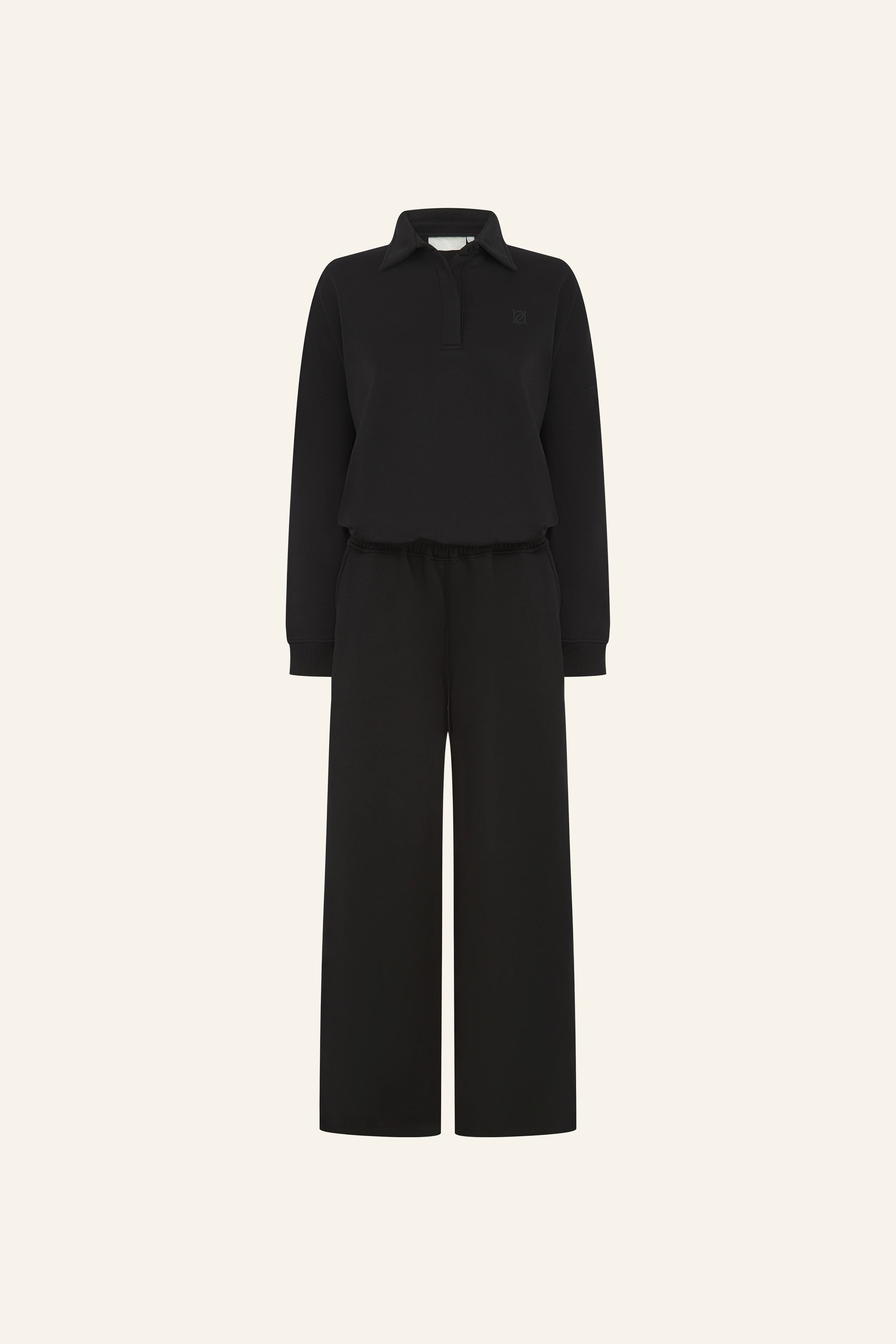 Button Front Collar 2 in 1 Tracksuit - Core Black - Image 10