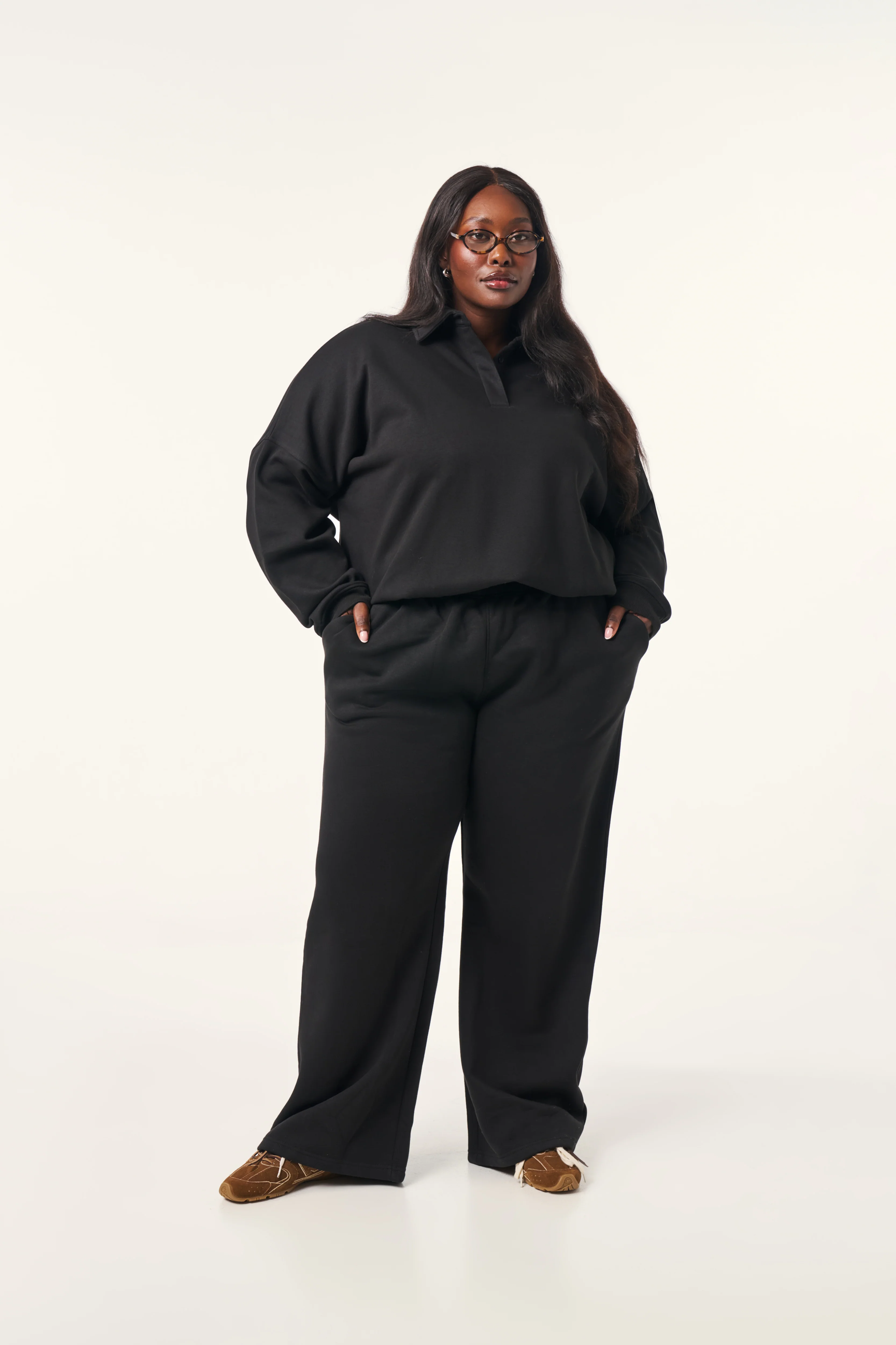 Button Front Collar 2 in 1 Tracksuit - Core Black - Image 8