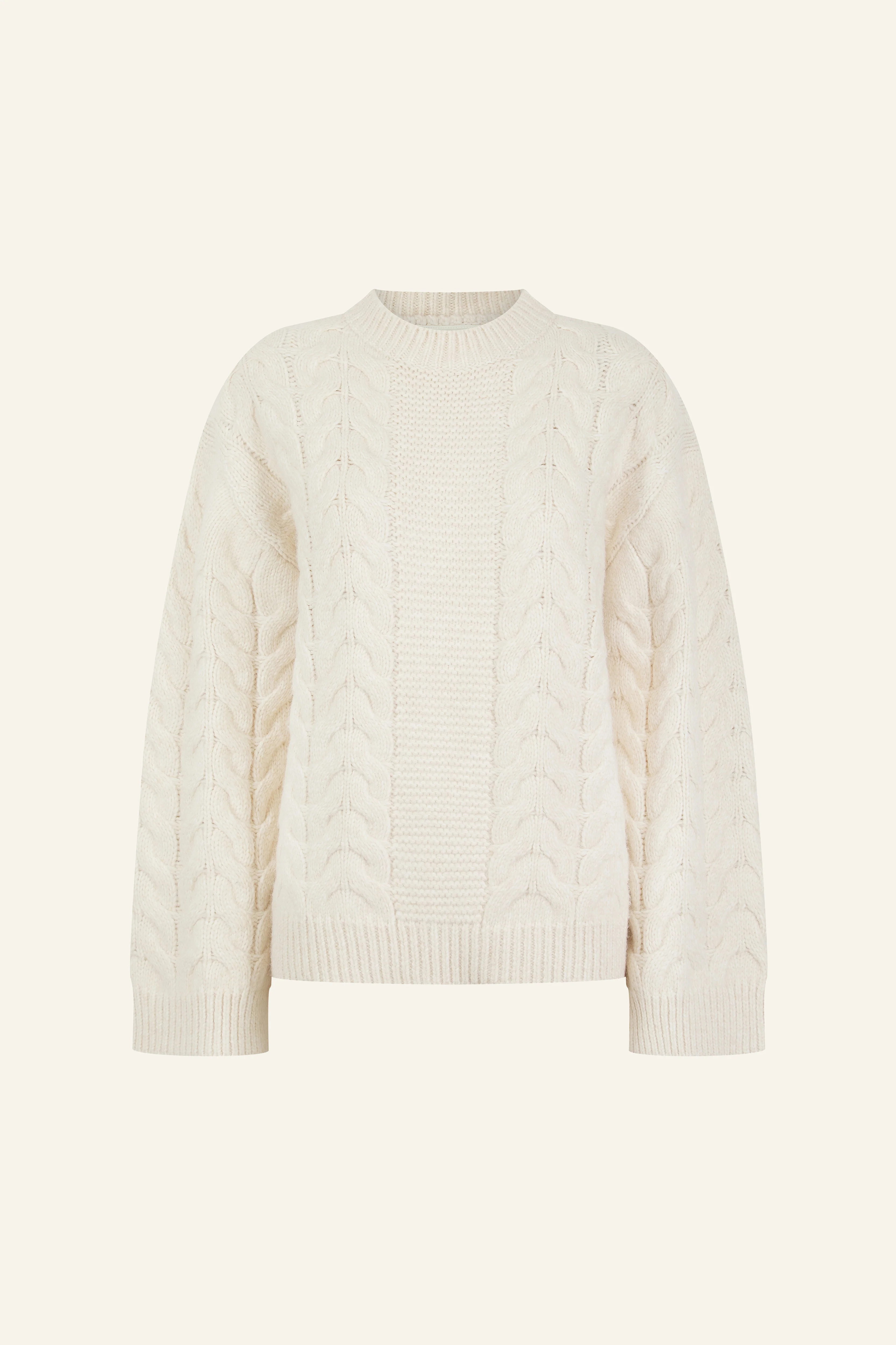 Chunky Cable Knitted Jumper - Crème - Image 11