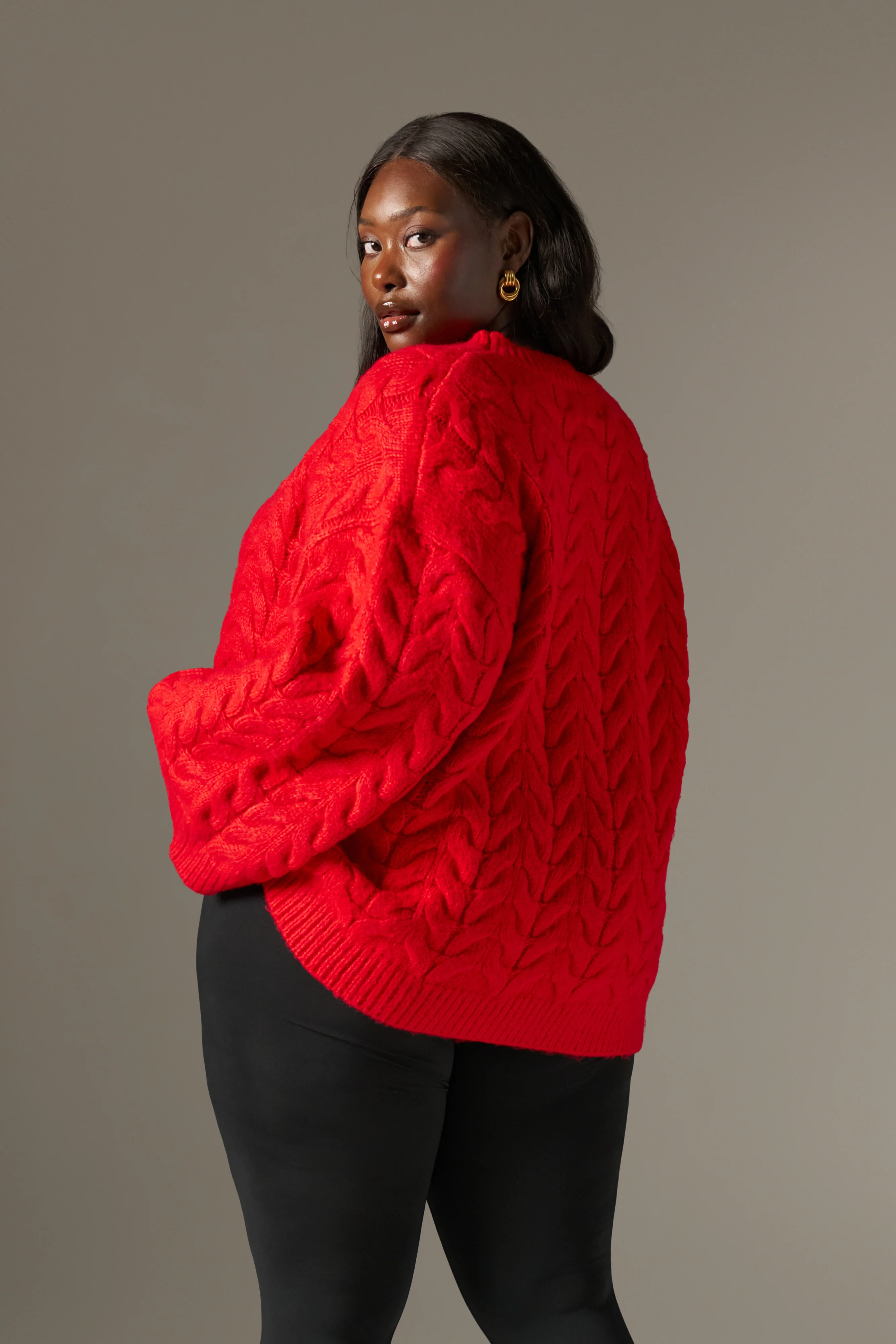 Chunky Cable Knitted Jumper - Ruby Red - Image 8