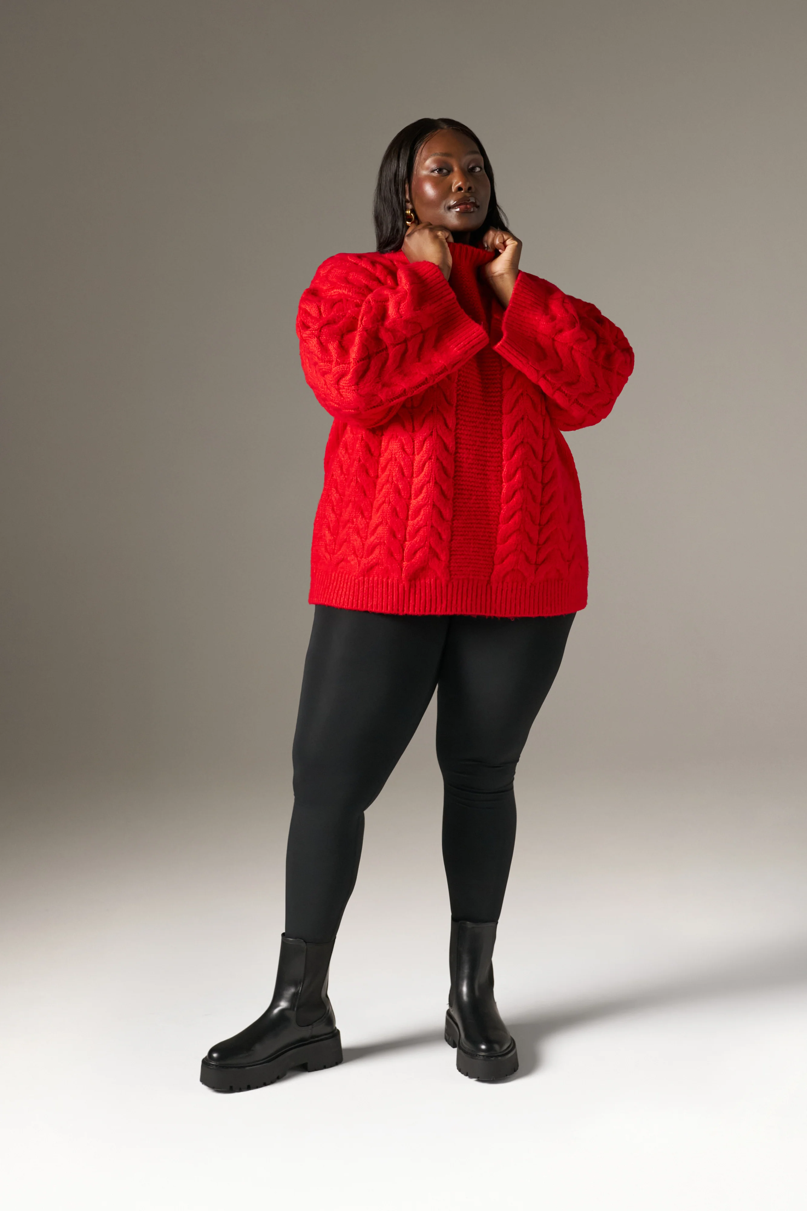 Chunky Cable Knitted Jumper - Ruby Red - Image 9