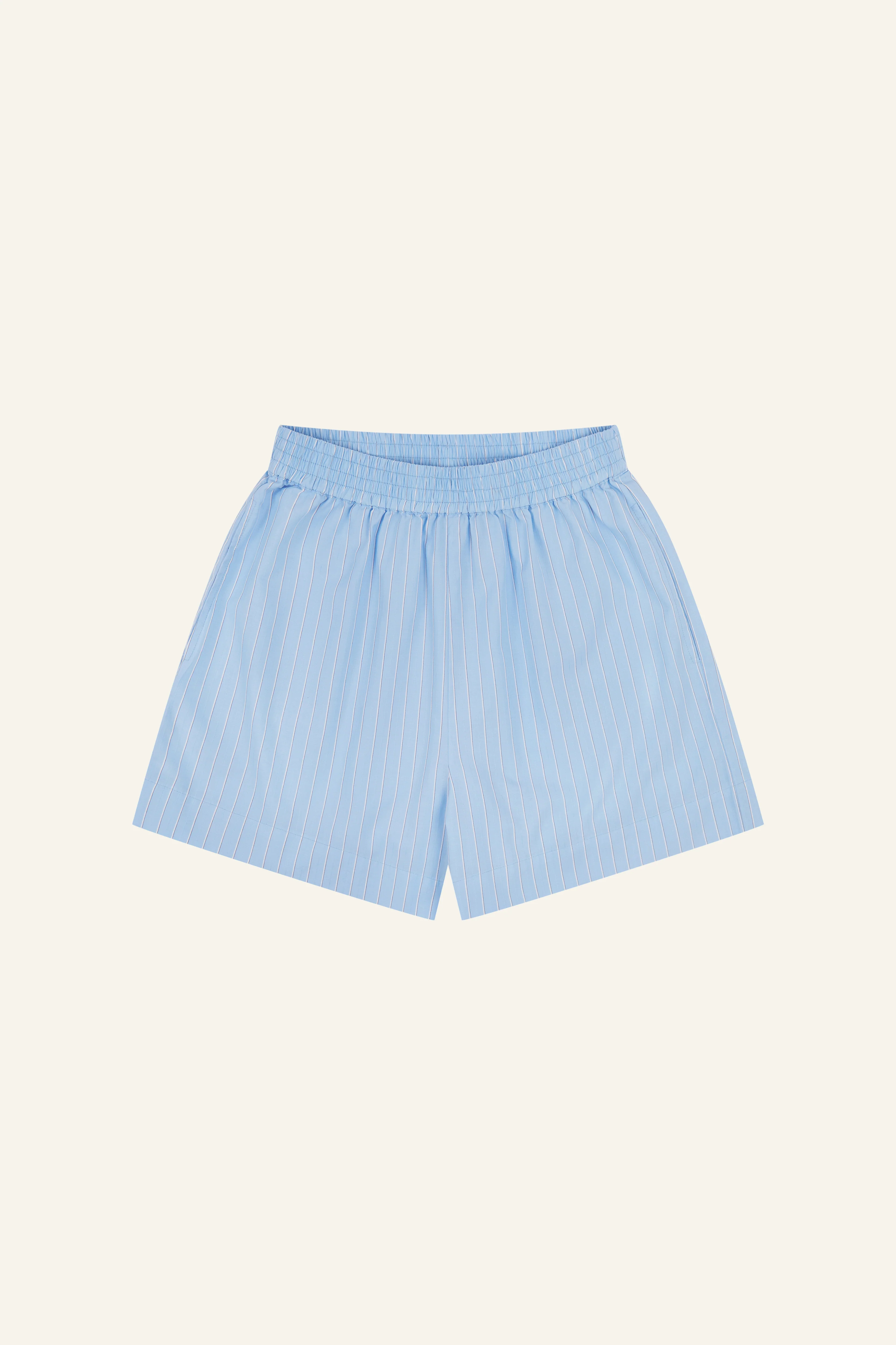 Crease Resistant Cotton Poplin High Waist Shorts - Powder Blue - Image 10