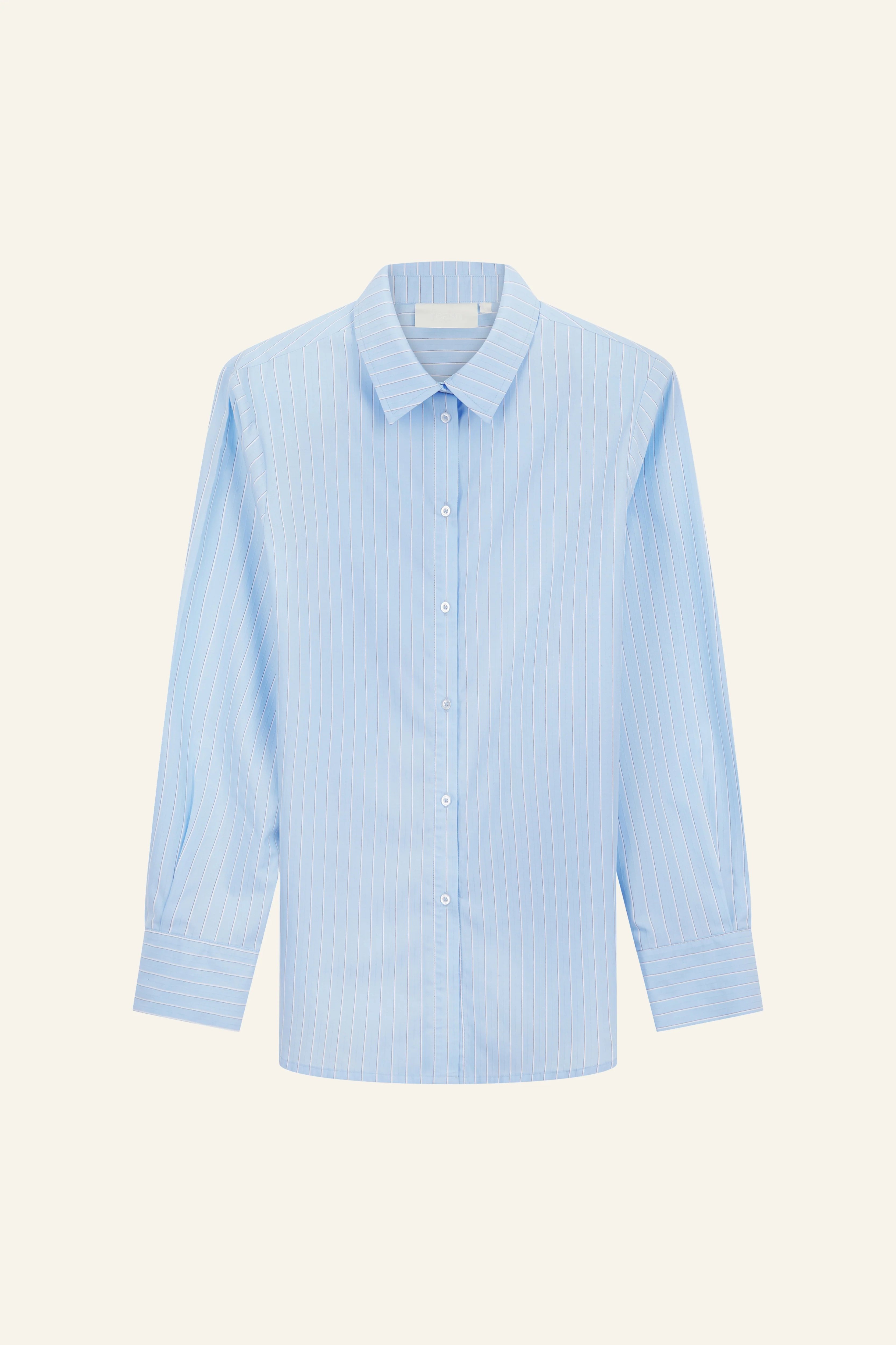 Crease Resistant Cotton Poplin Stripe Shirt - Powder Blue - Image 11