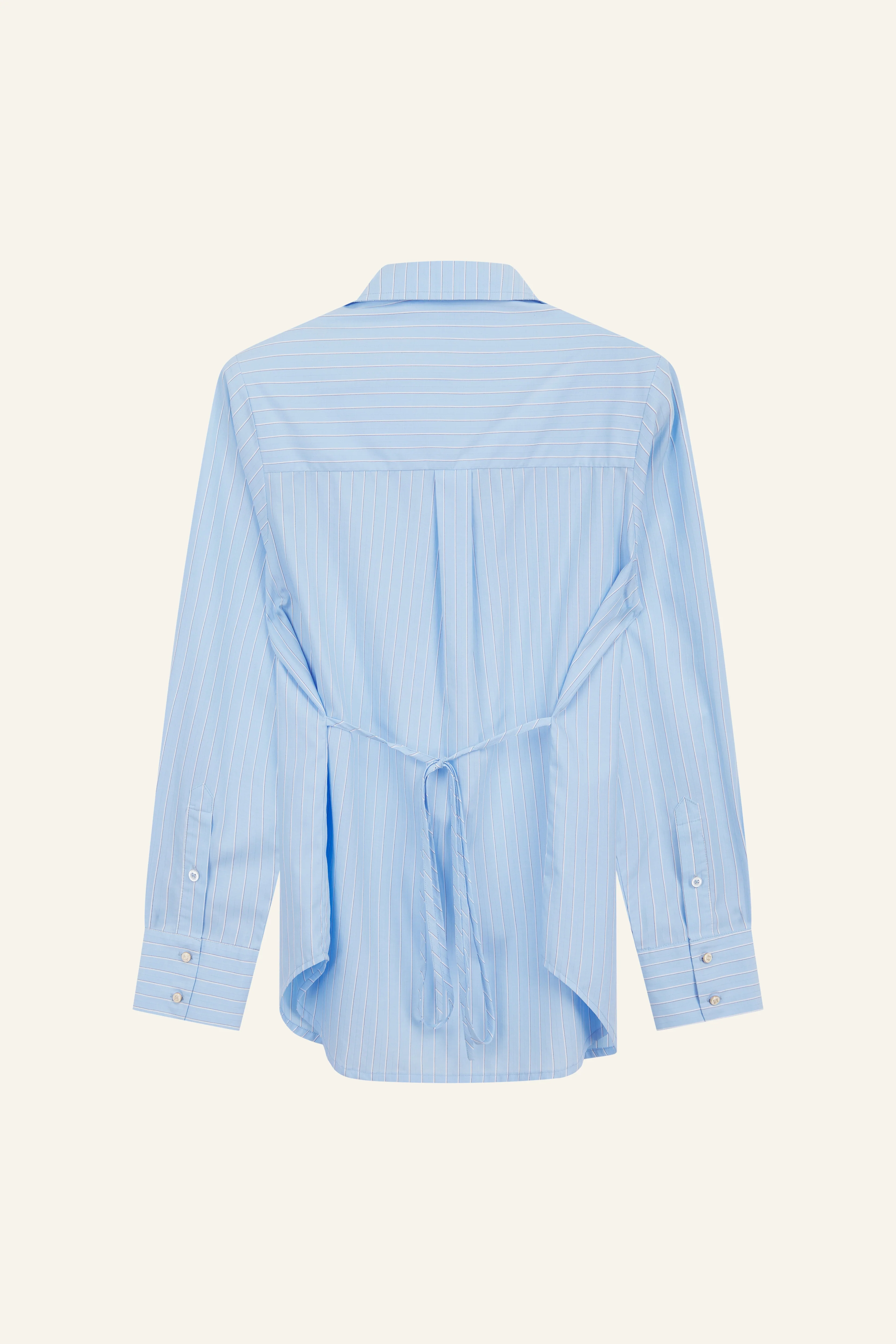 Crease Resistant Cotton Poplin Stripe Shirt - Powder Blue - Image 12