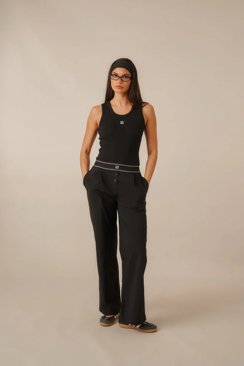 Ribbed Emblem Vest Top - Core Black - Image 3