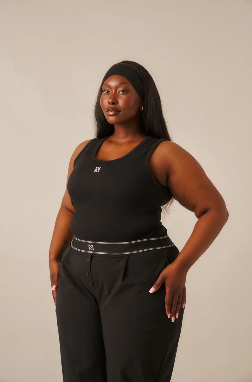 Ribbed Emblem Vest Top - Core Black - Image 6