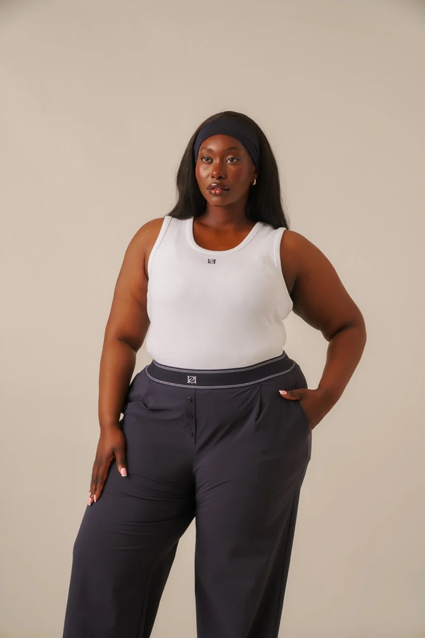 Ribbed Emblem Vest Top - Crème - Image 8