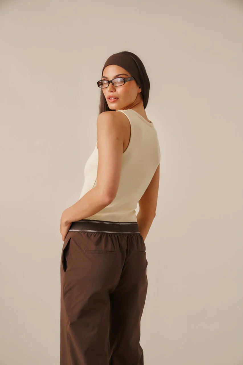 Ribbed Emblem Vest Top - Lemon Sorbet - Image 4