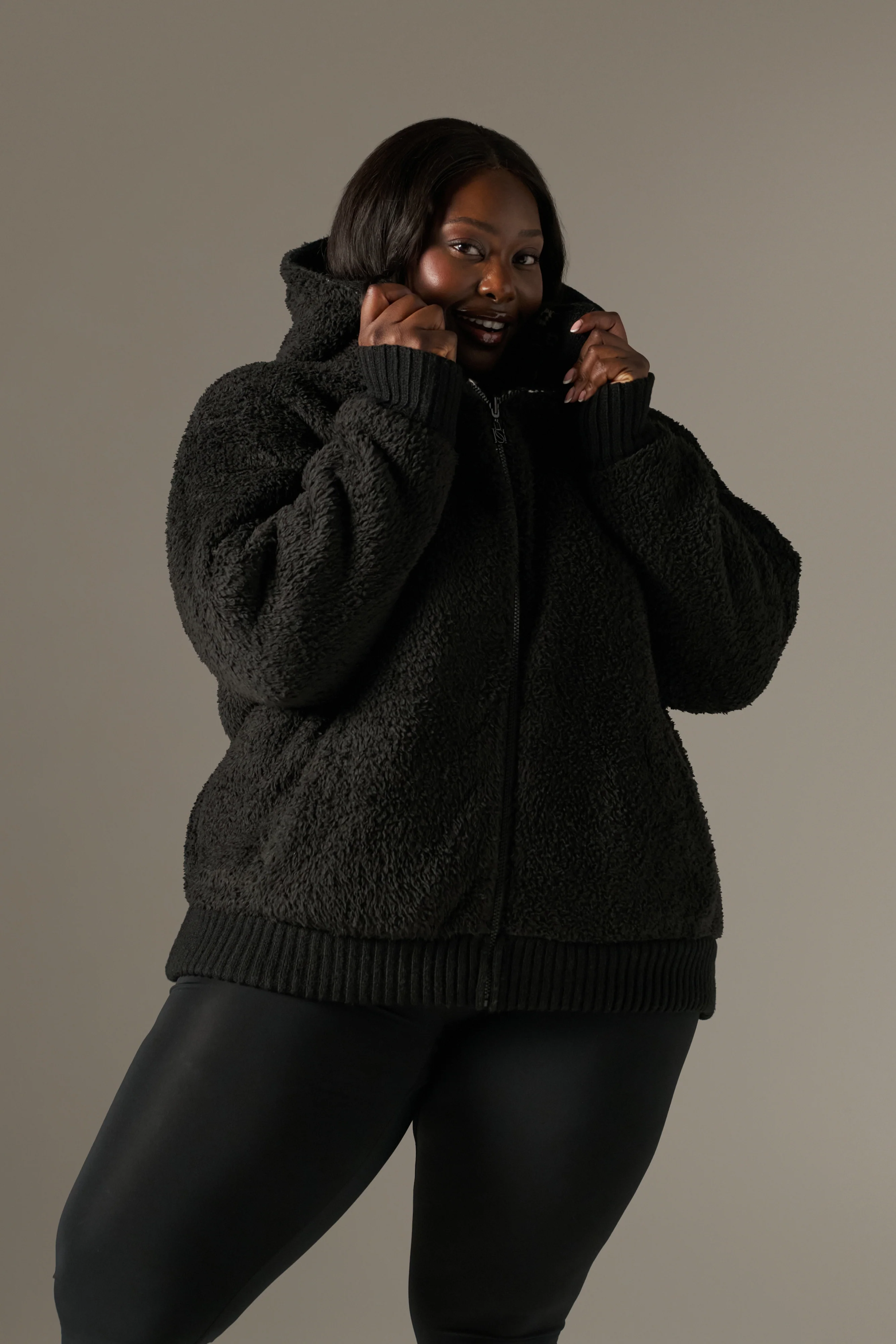 Fairisle Reversible Zip Through Knitted Hoodie - Core Black - Image 10