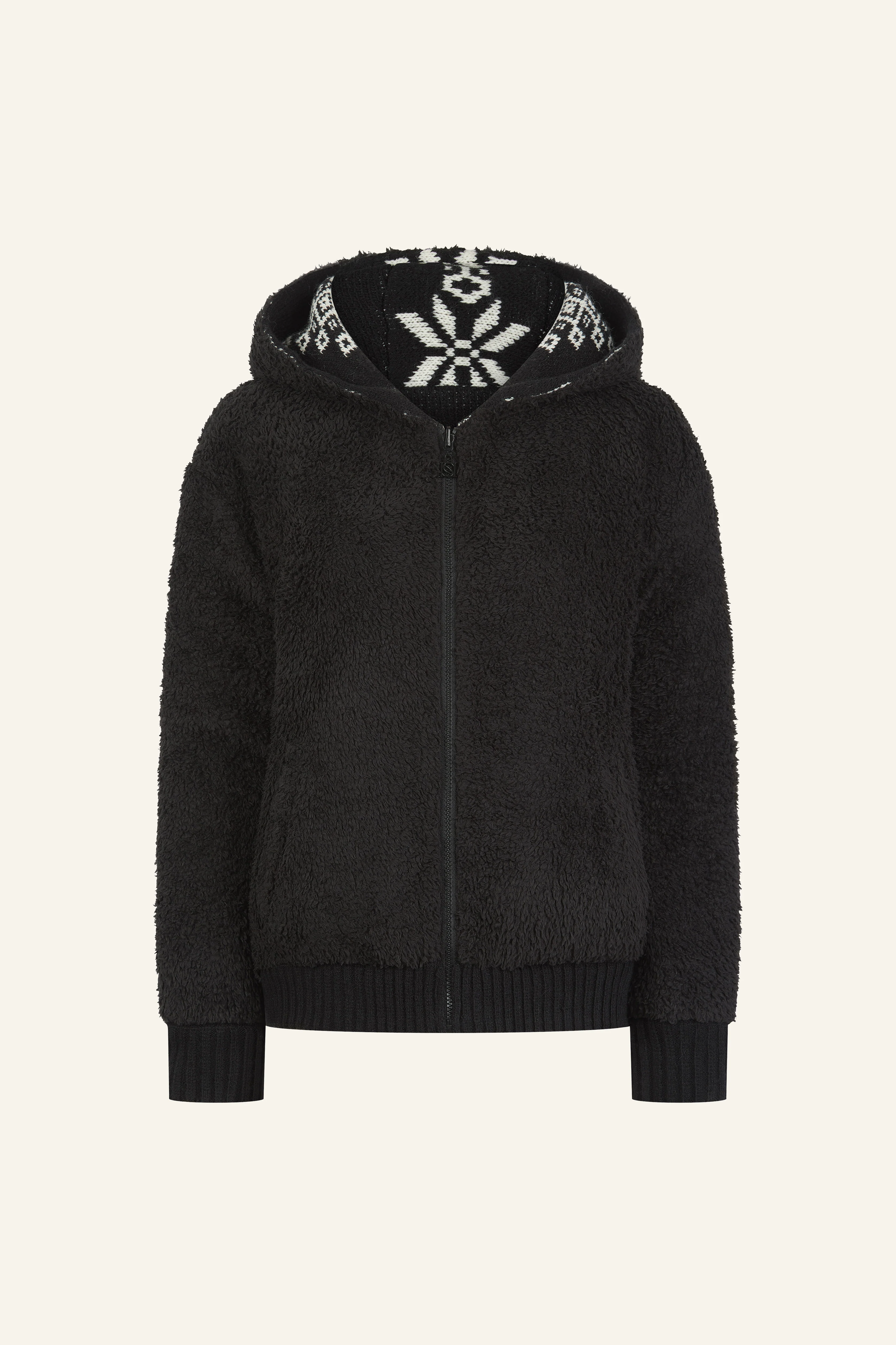 Fairisle Reversible Zip Through Knitted Hoodie - Core Black - Image 13
