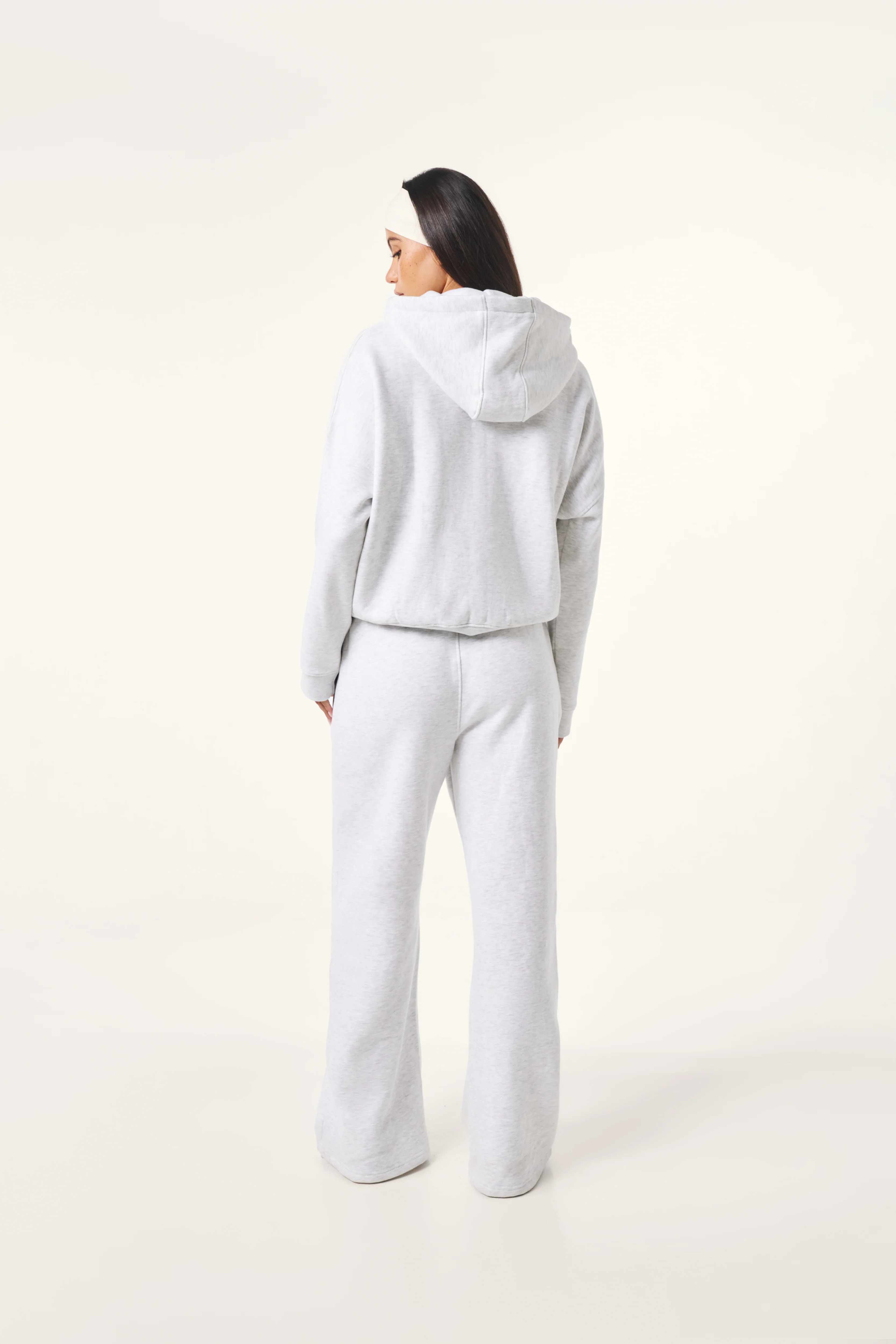 High Waist Wide Leg Joggers - Grey Marl - Image 4