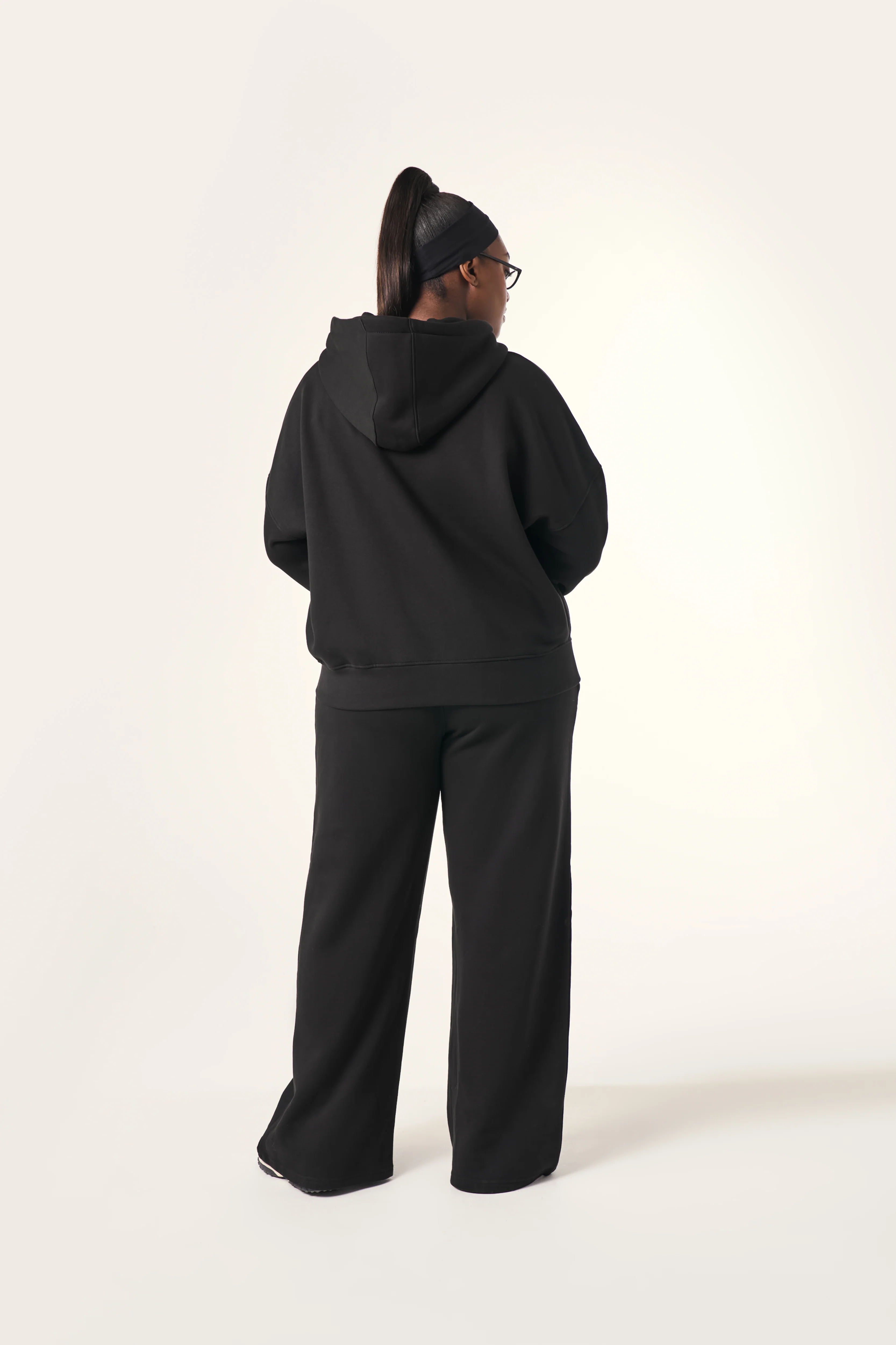 High Waist Wide Leg Joggers - Core Black - Image 5
