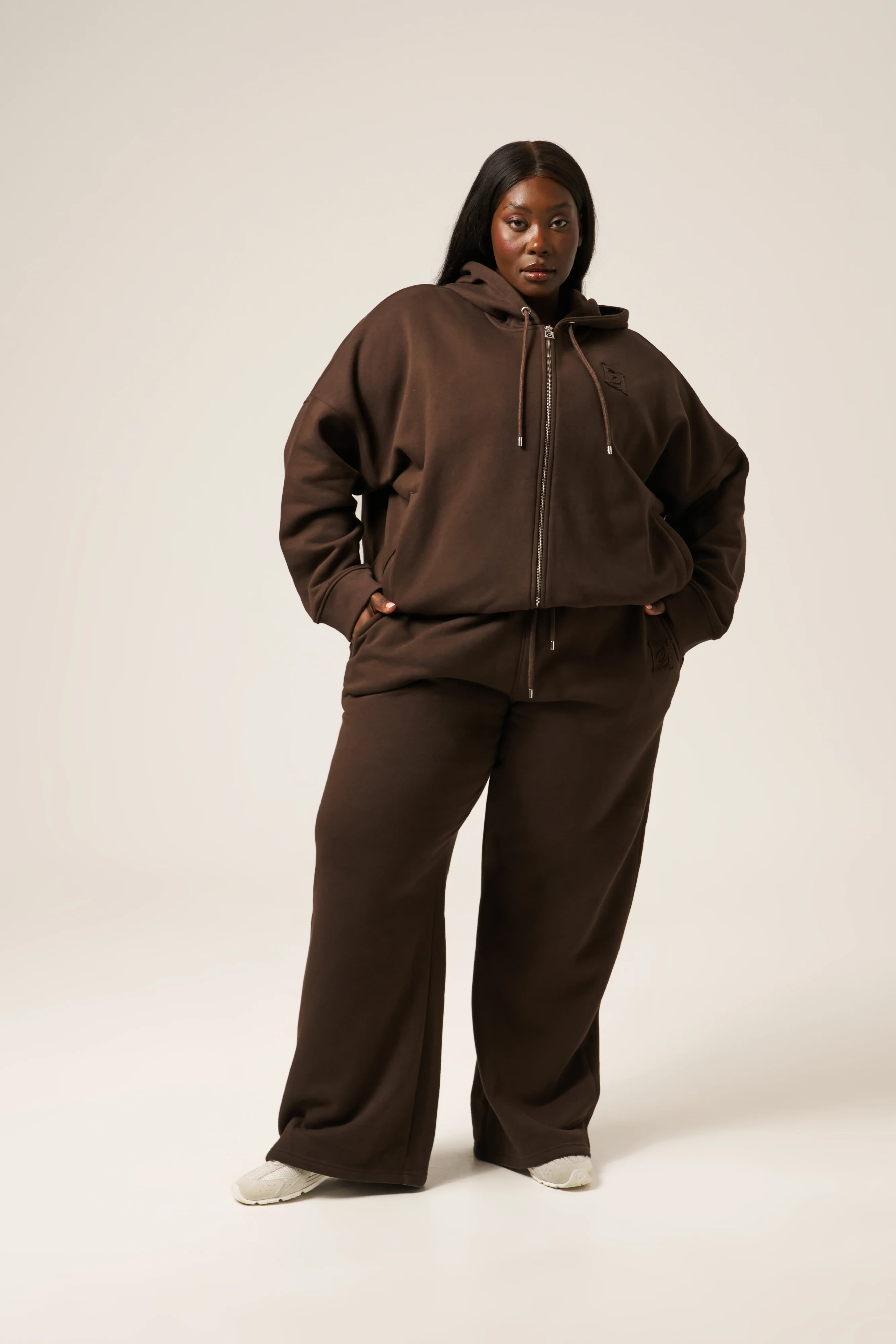 High Waist Wide Leg Joggers - Espresso - Image 10