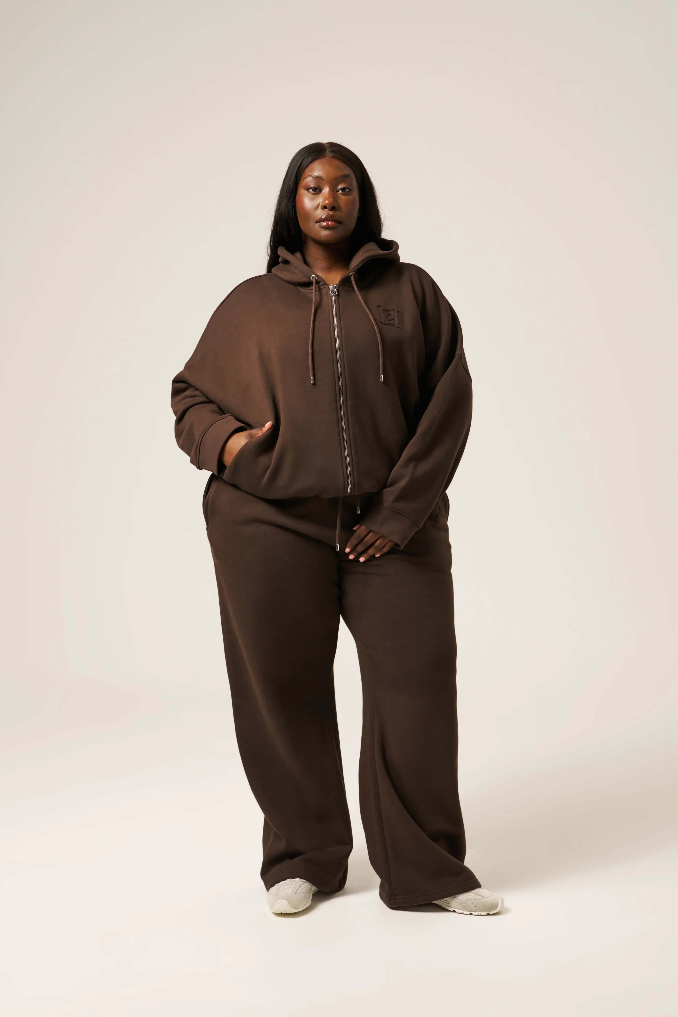 High Waist Wide Leg Joggers - Espresso - Image 11