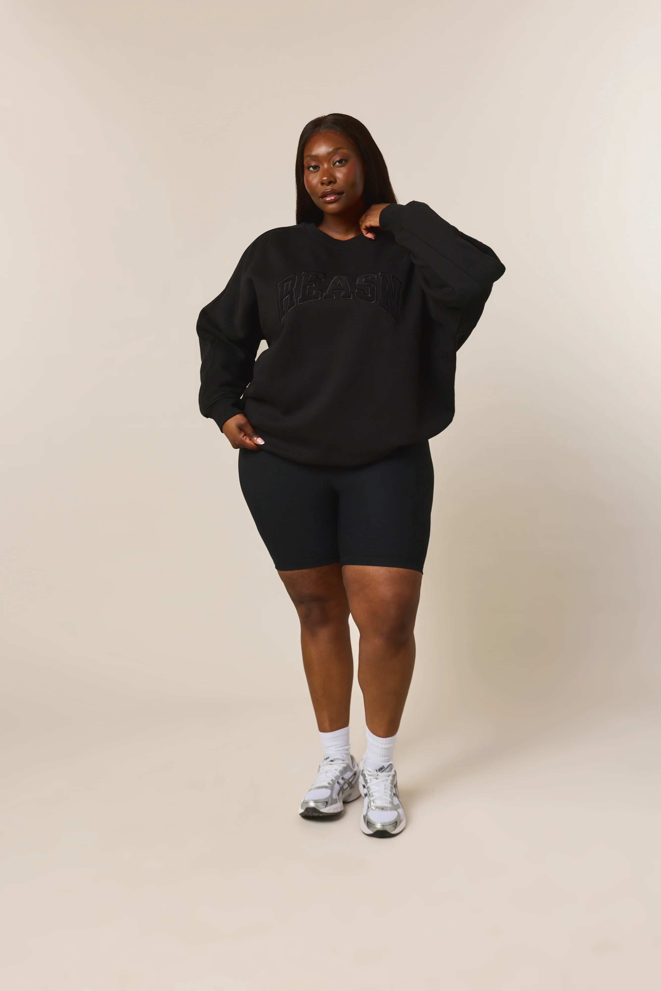Oversized Branded Crew Neck Sweatshirt - Core Black - Image 5