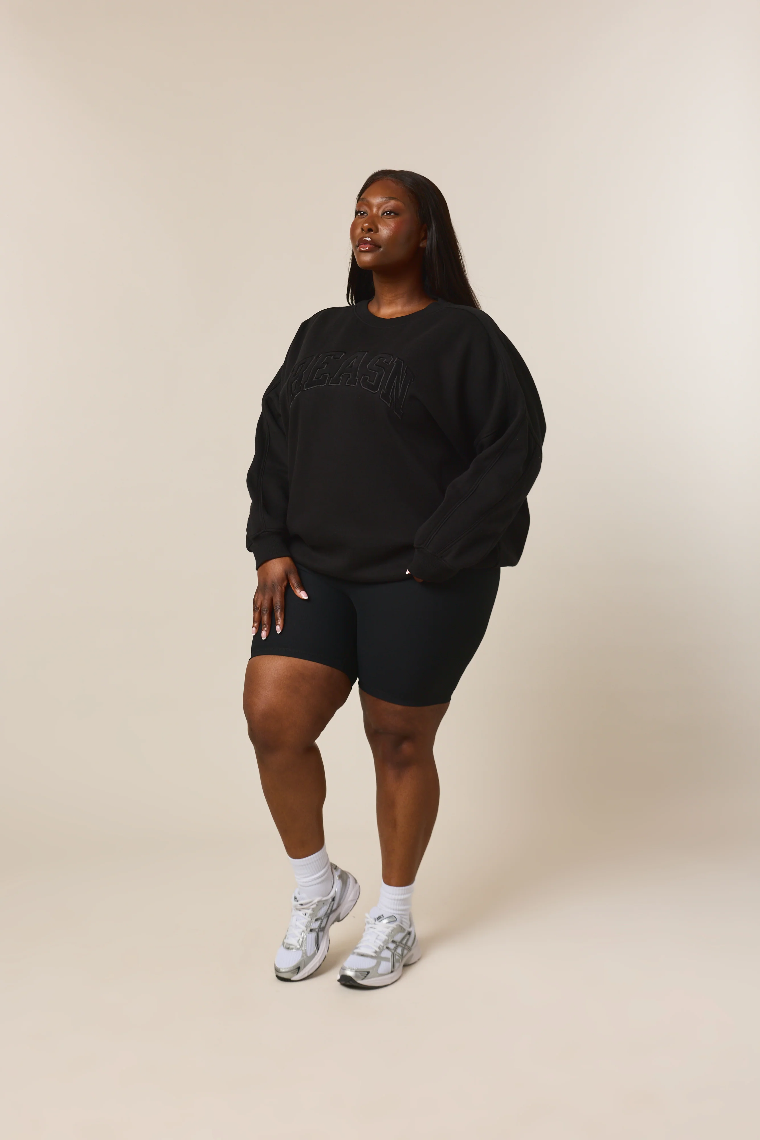 Oversized Branded Crew Neck Sweatshirt - Core Black - Image 6
