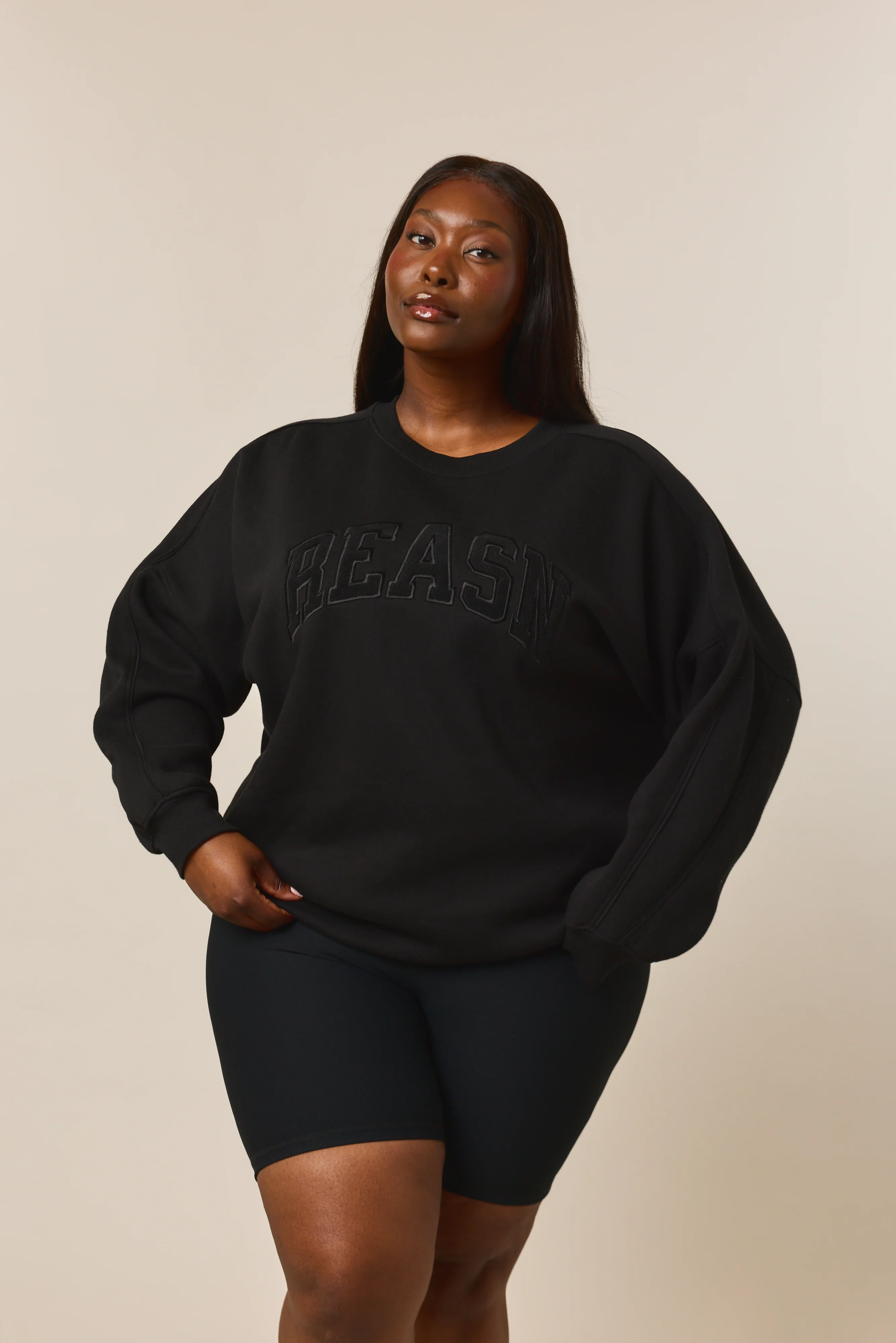 Oversized Branded Crew Neck Sweatshirt - Core Black - Image 7