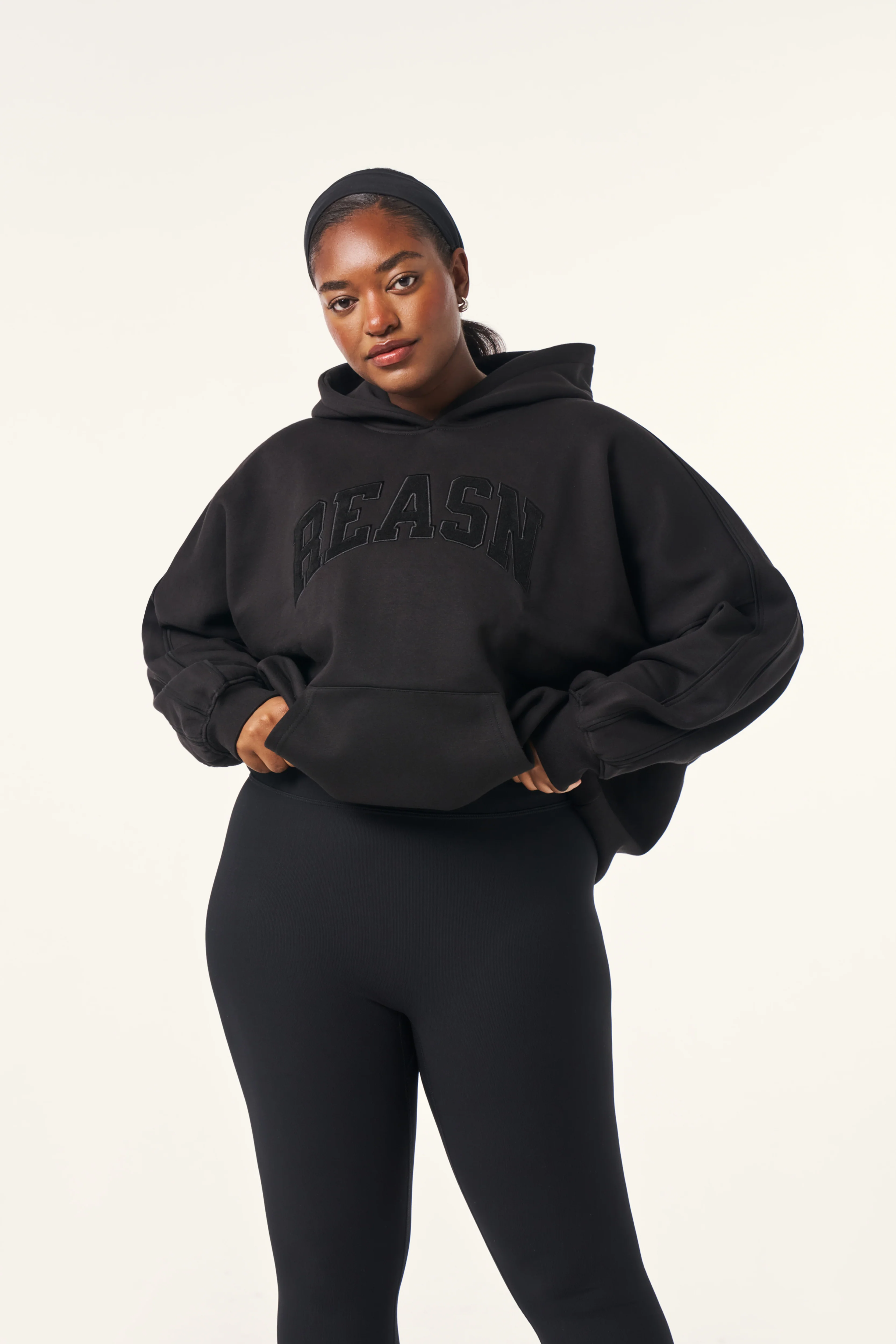 Oversized Branded Hoodie - Core Black - Image 3