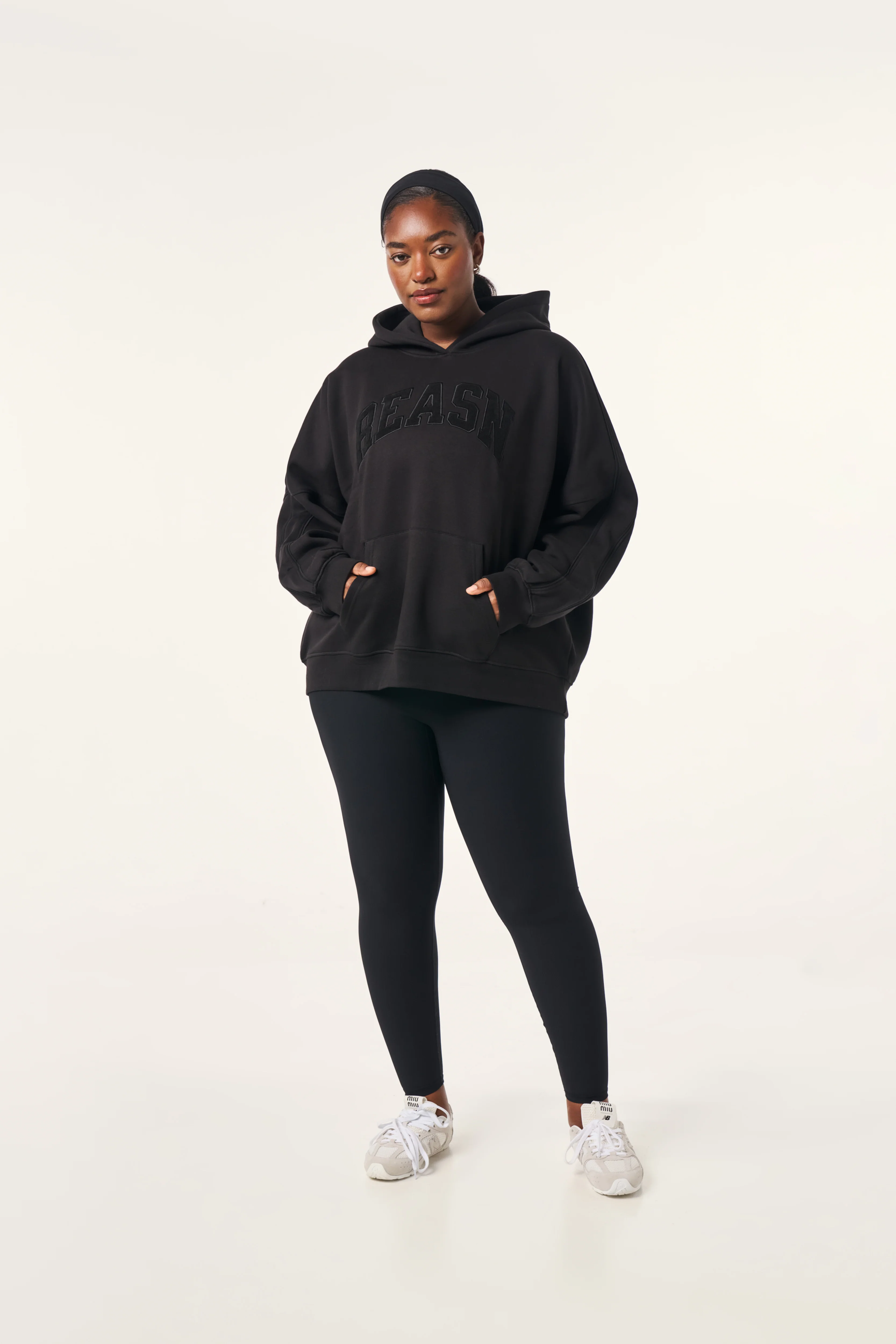 Oversized Branded Hoodie - Core Black - Image 4