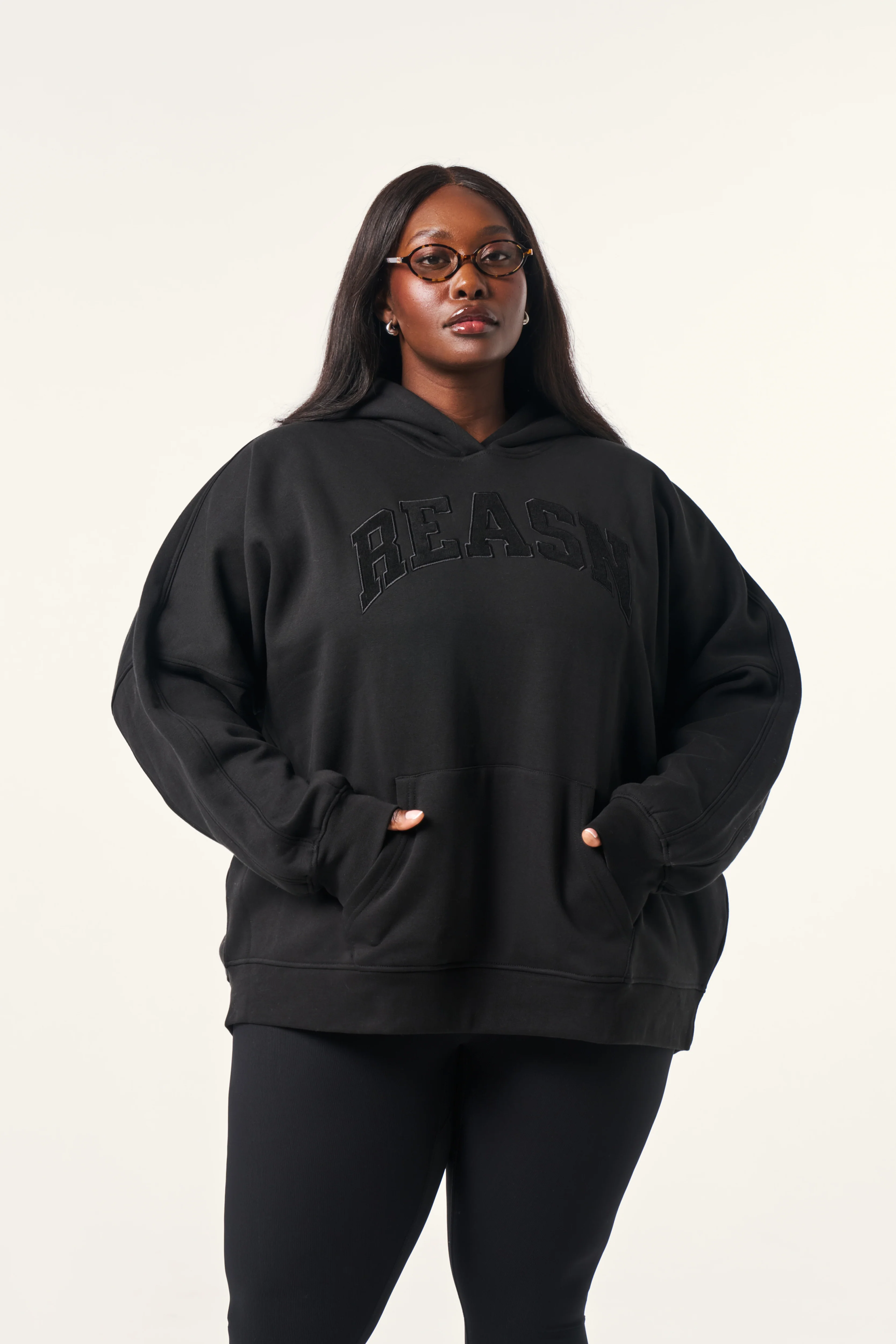 Oversized Branded Hoodie - Core Black - Image 6