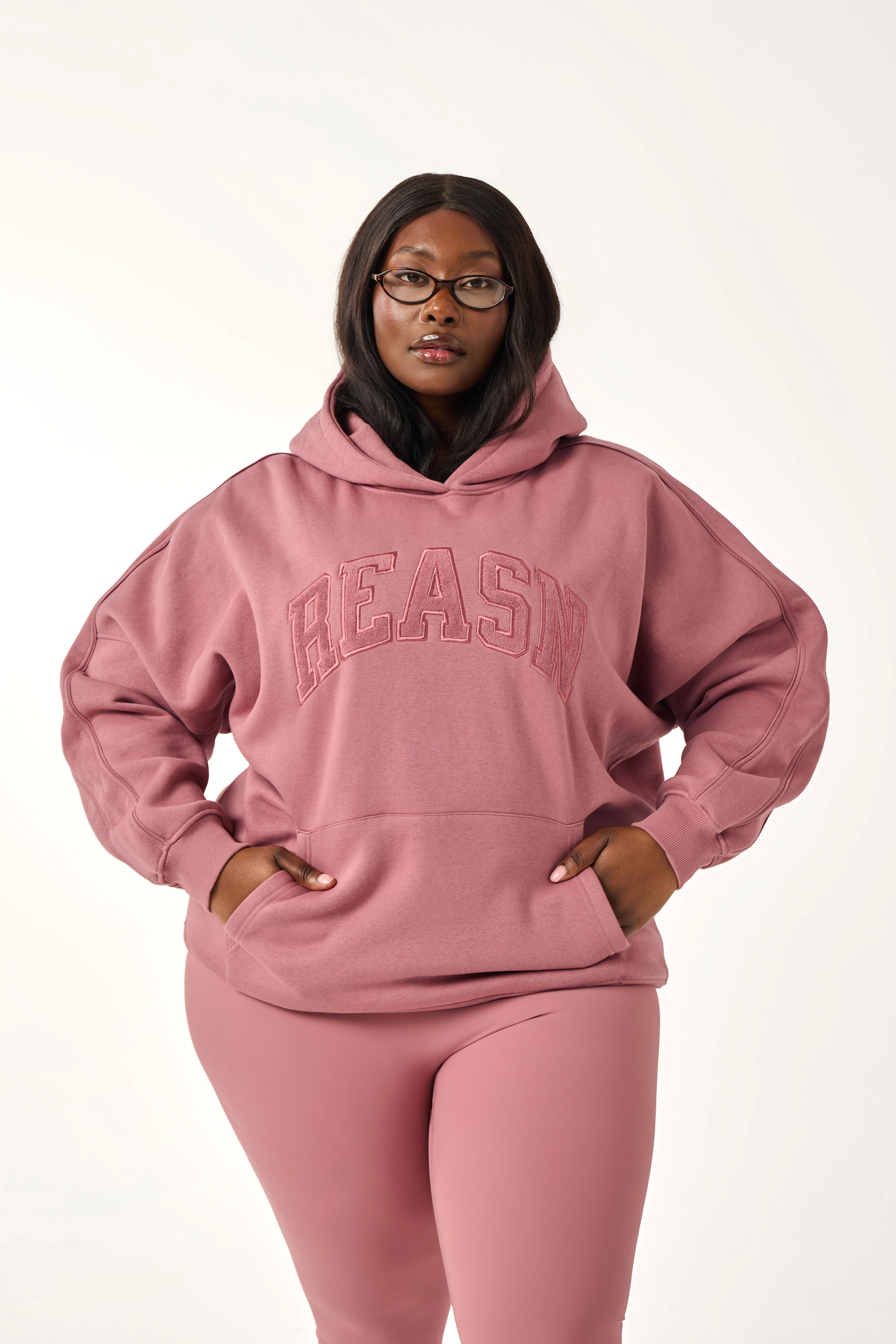Oversized Branded Hoodie - Blush Pink - Image 6