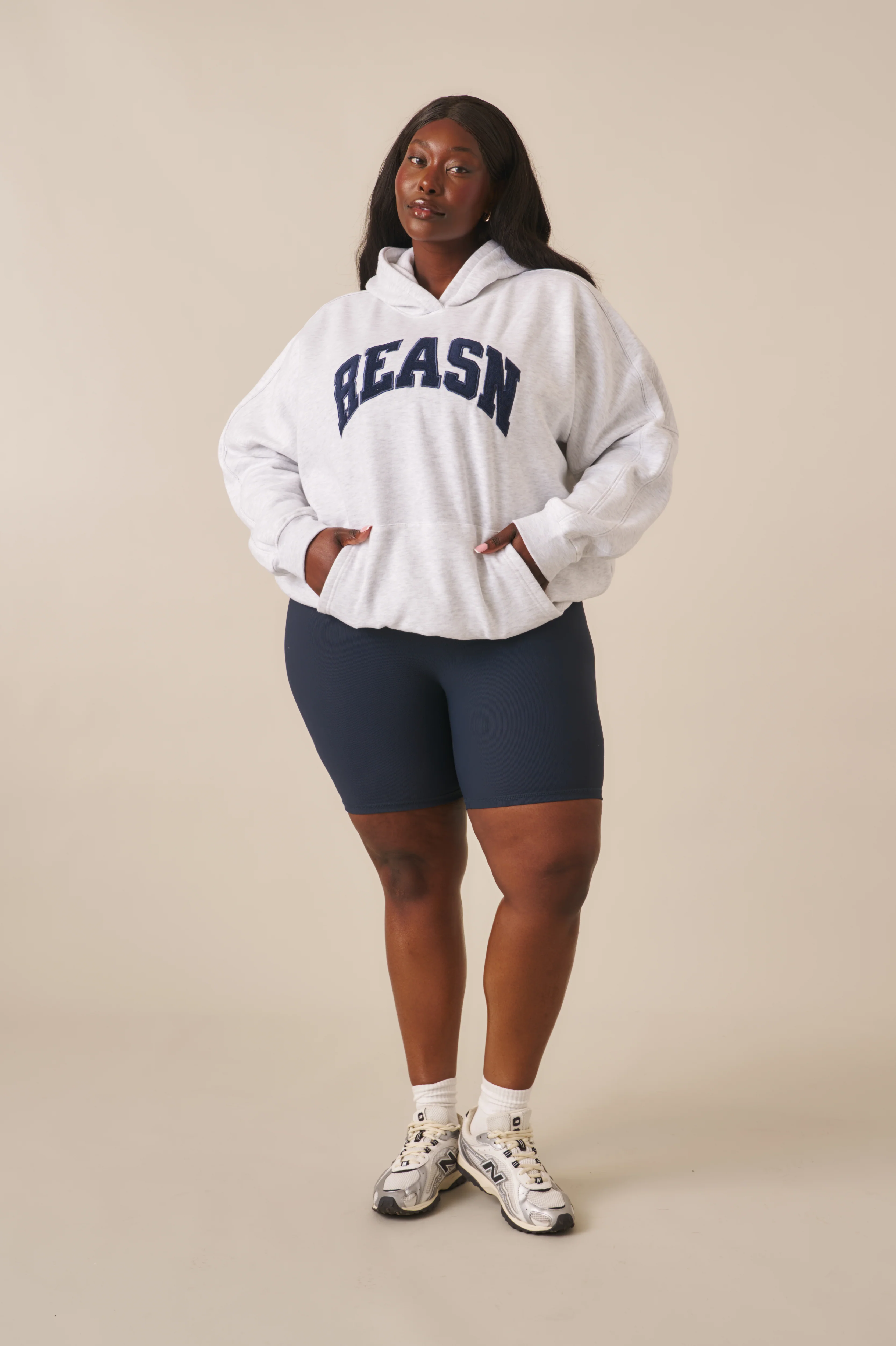 Oversized Branded Hoodie - Grey Marl - Image 4