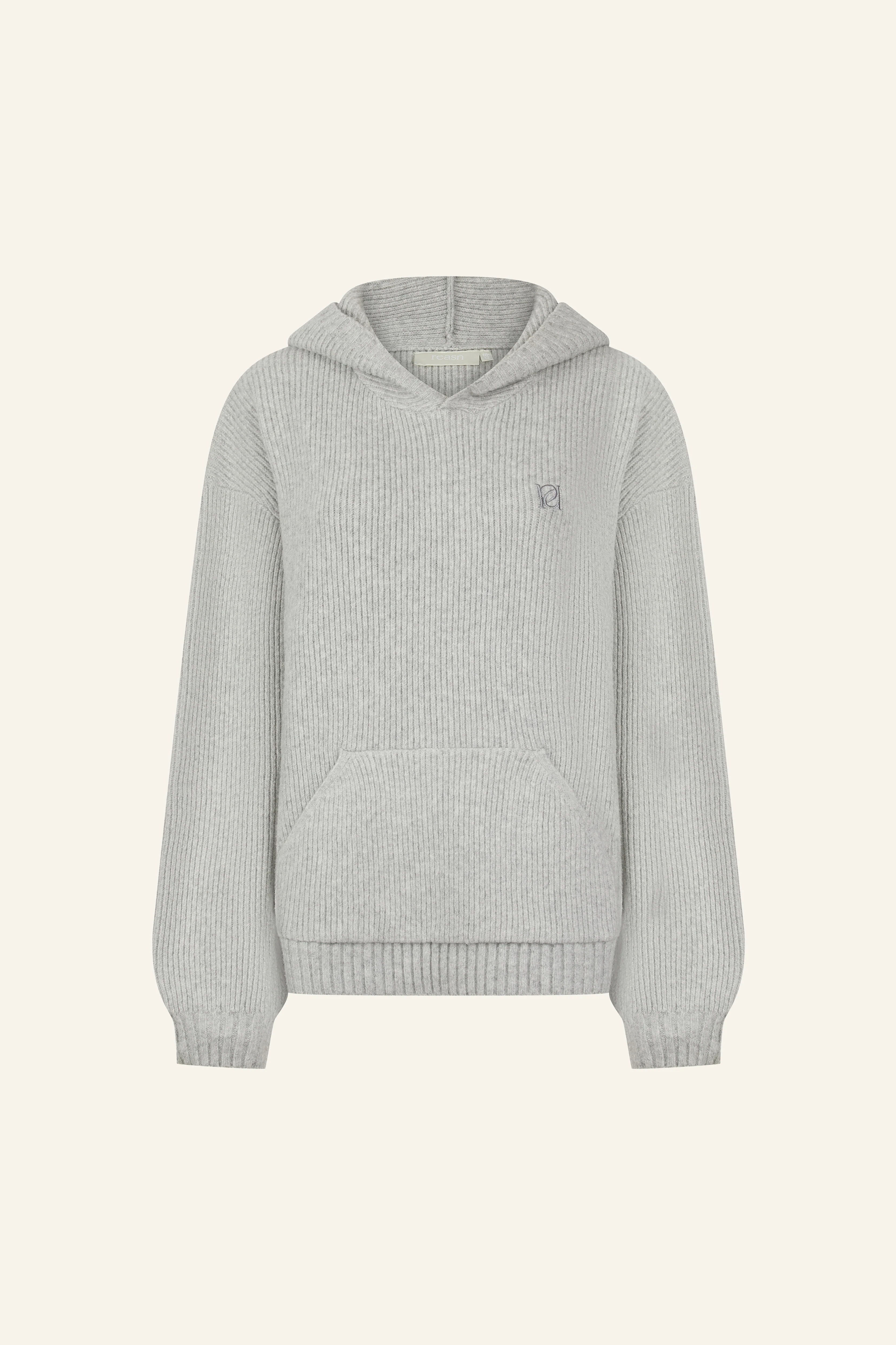 Oversized Premium Knitted Hoodie - Grey Marl - Image 9