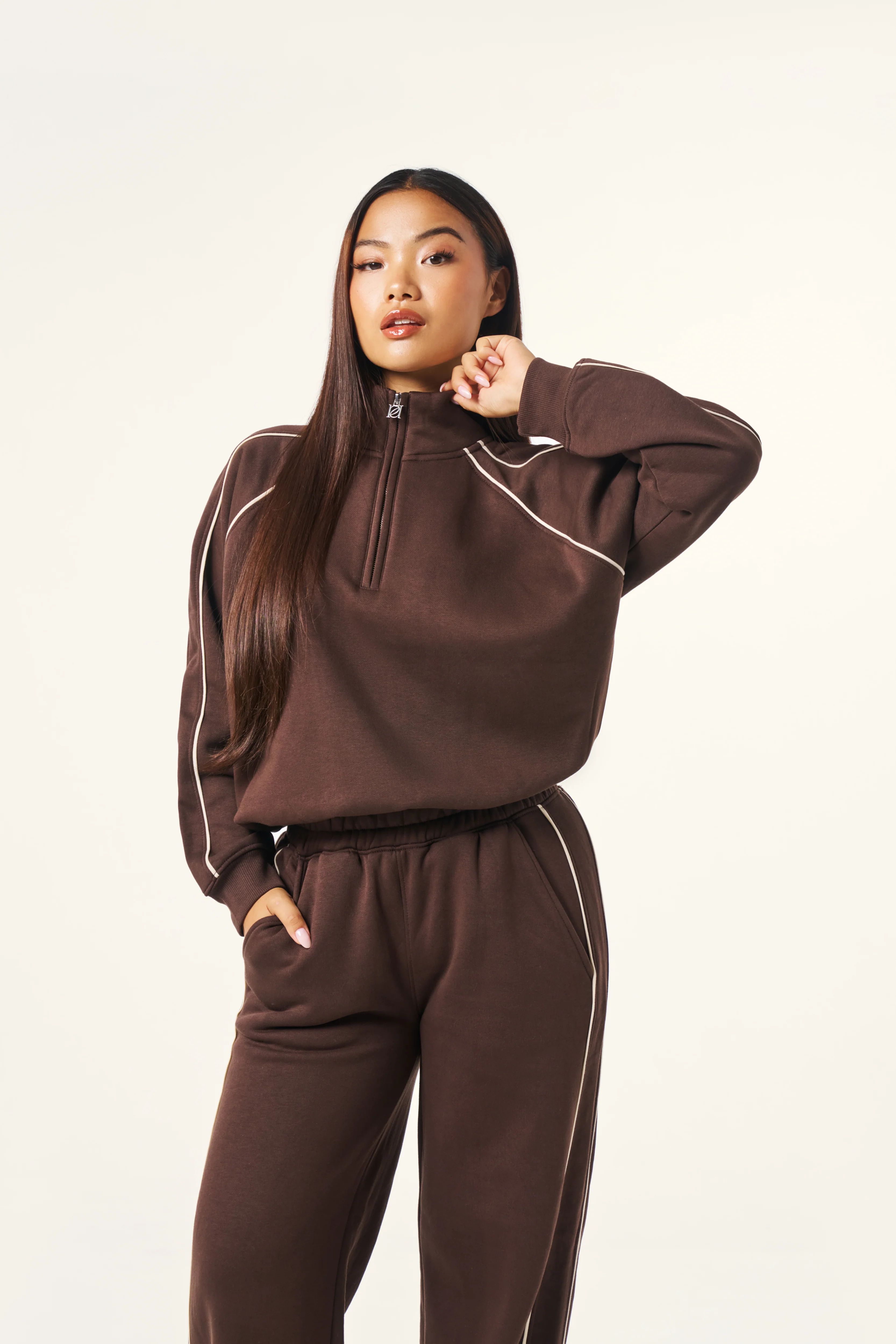 Quarter Zip 2 in 1 Tracksuit - Espresso - Image 6