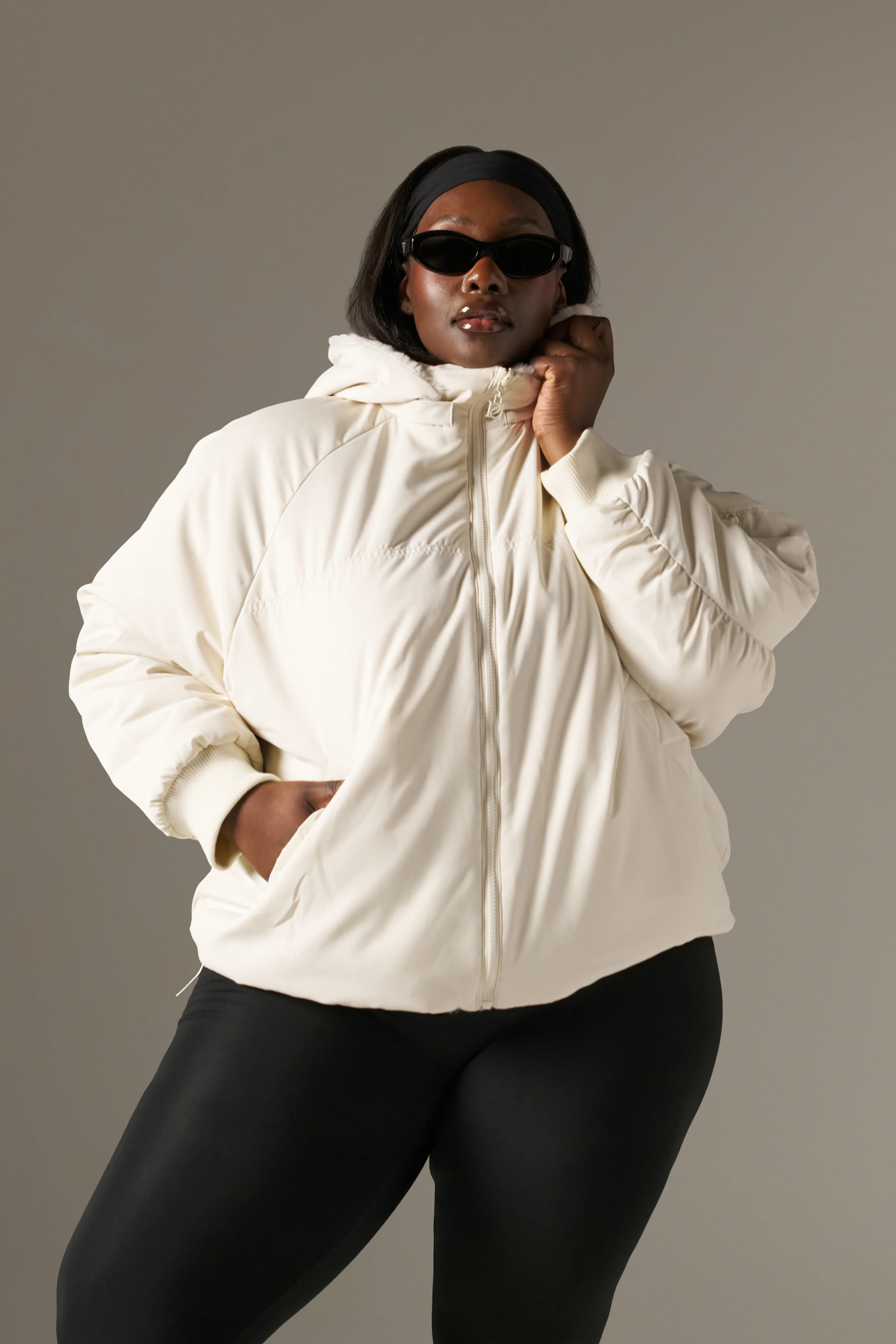 Reversible Faux Fur Coat - Crème - Image 18