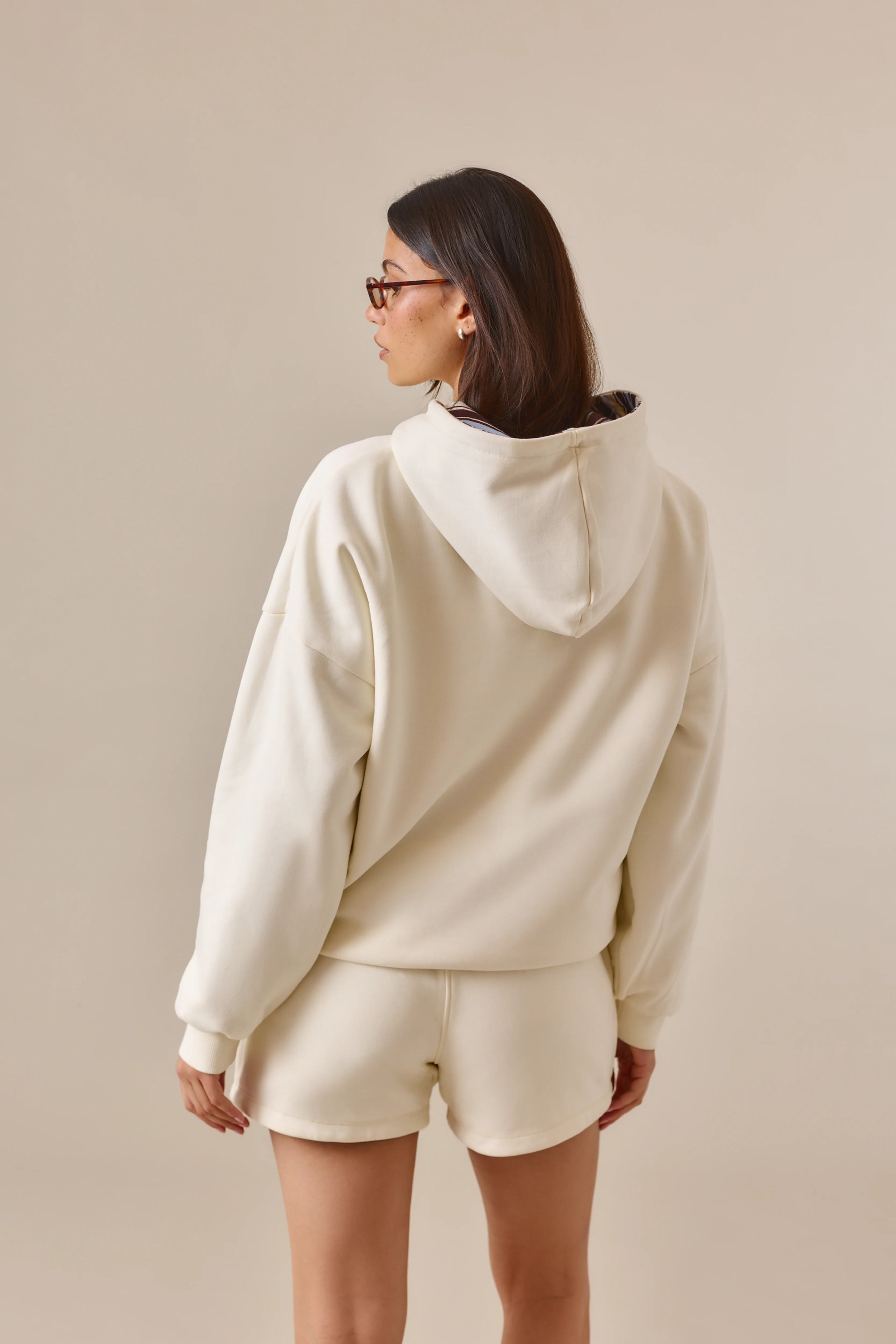Reversible Stripe Oversized Hoodie - Crème - Image 8