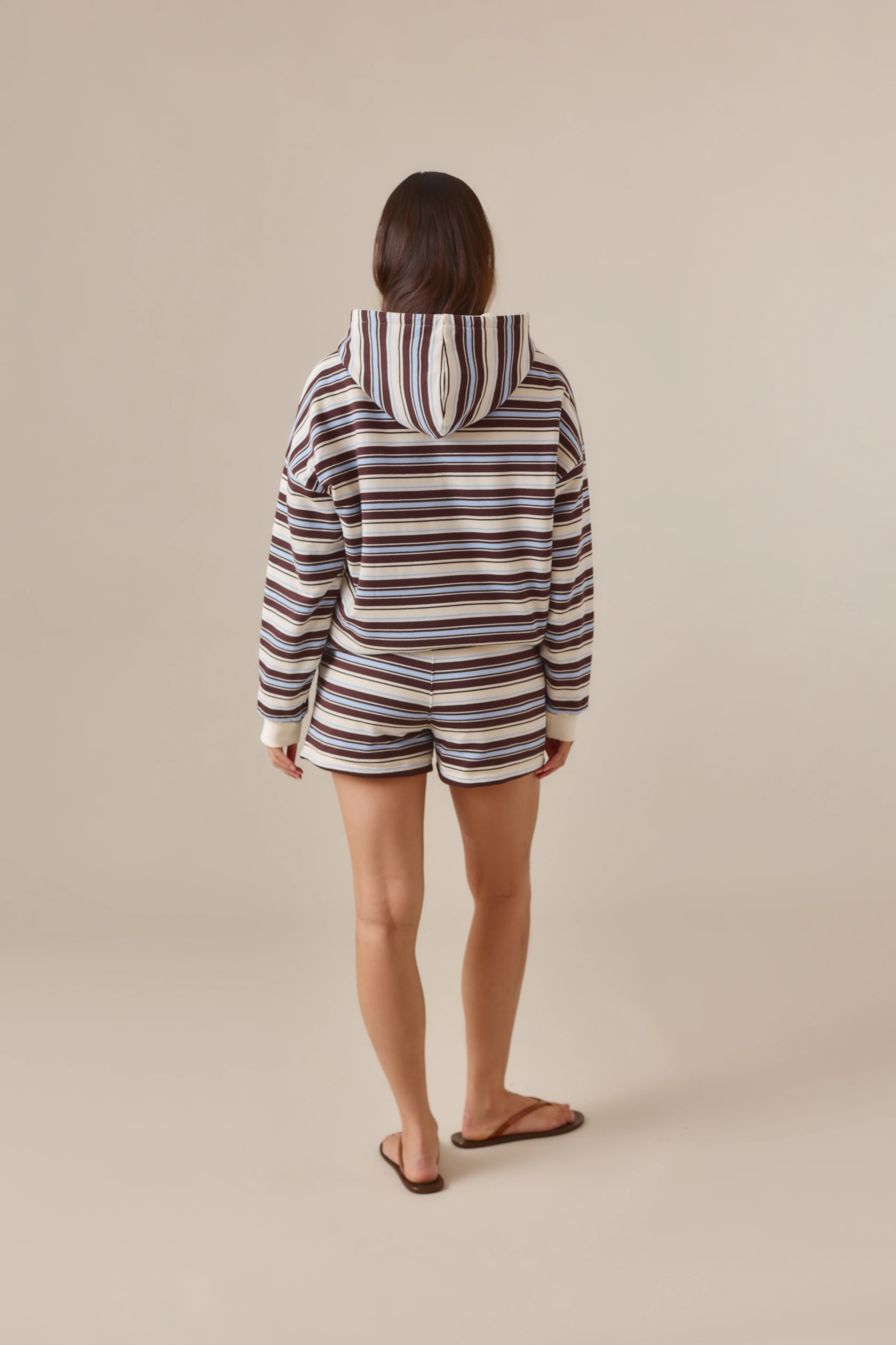Reversible Stripe Oversized Hoodie - Crème - Image 5