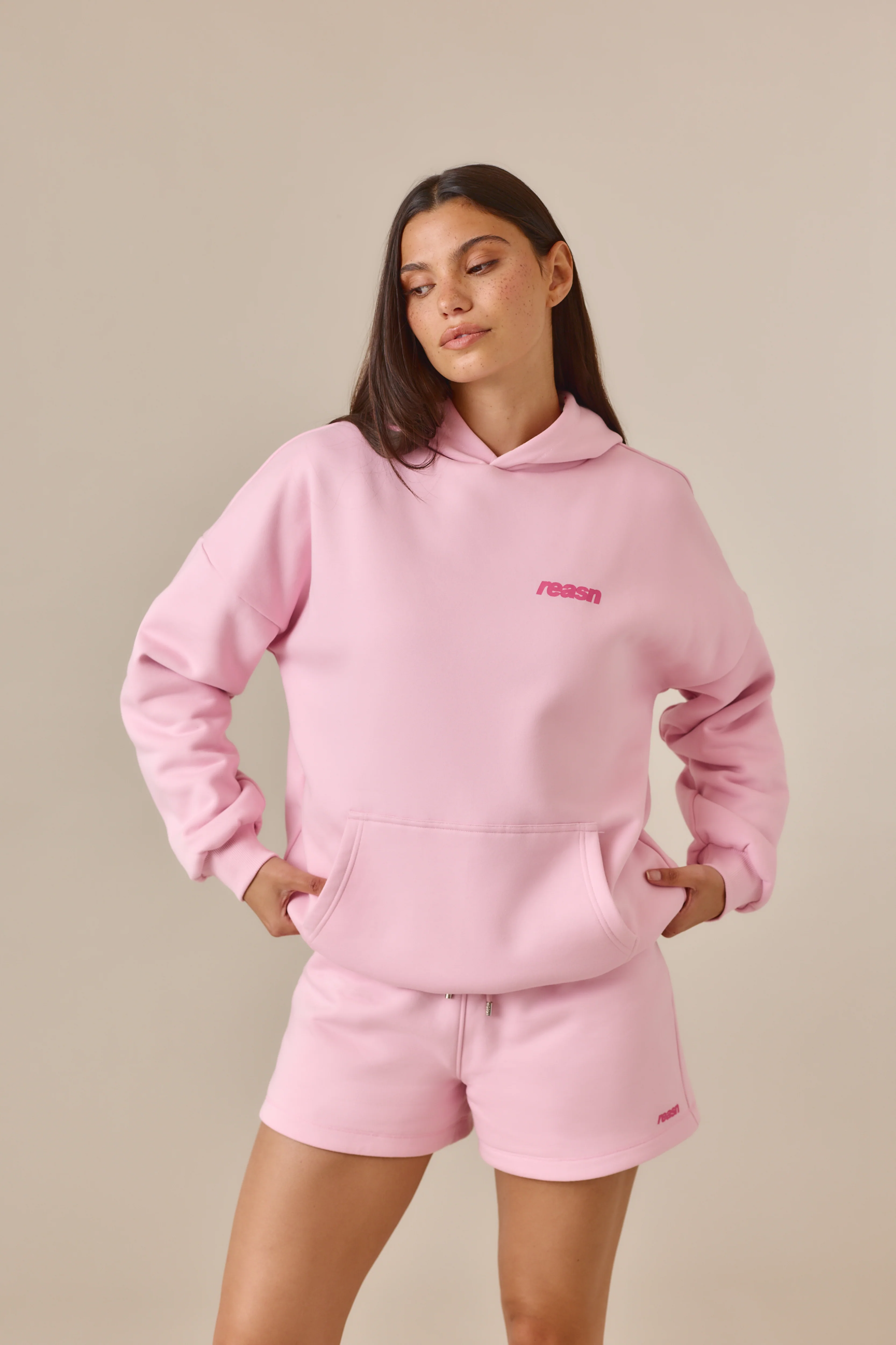 Reversible Stripe Oversized Hoodie - Ballerina Pink - Image 6