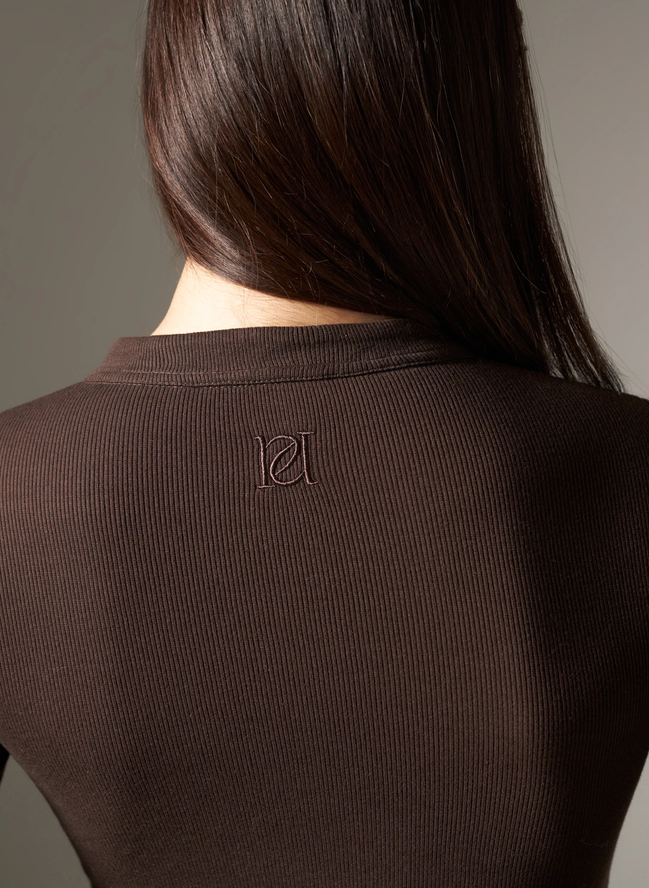 Rib Button Front Built In Bra Bodysuit - Espresso - Image 8