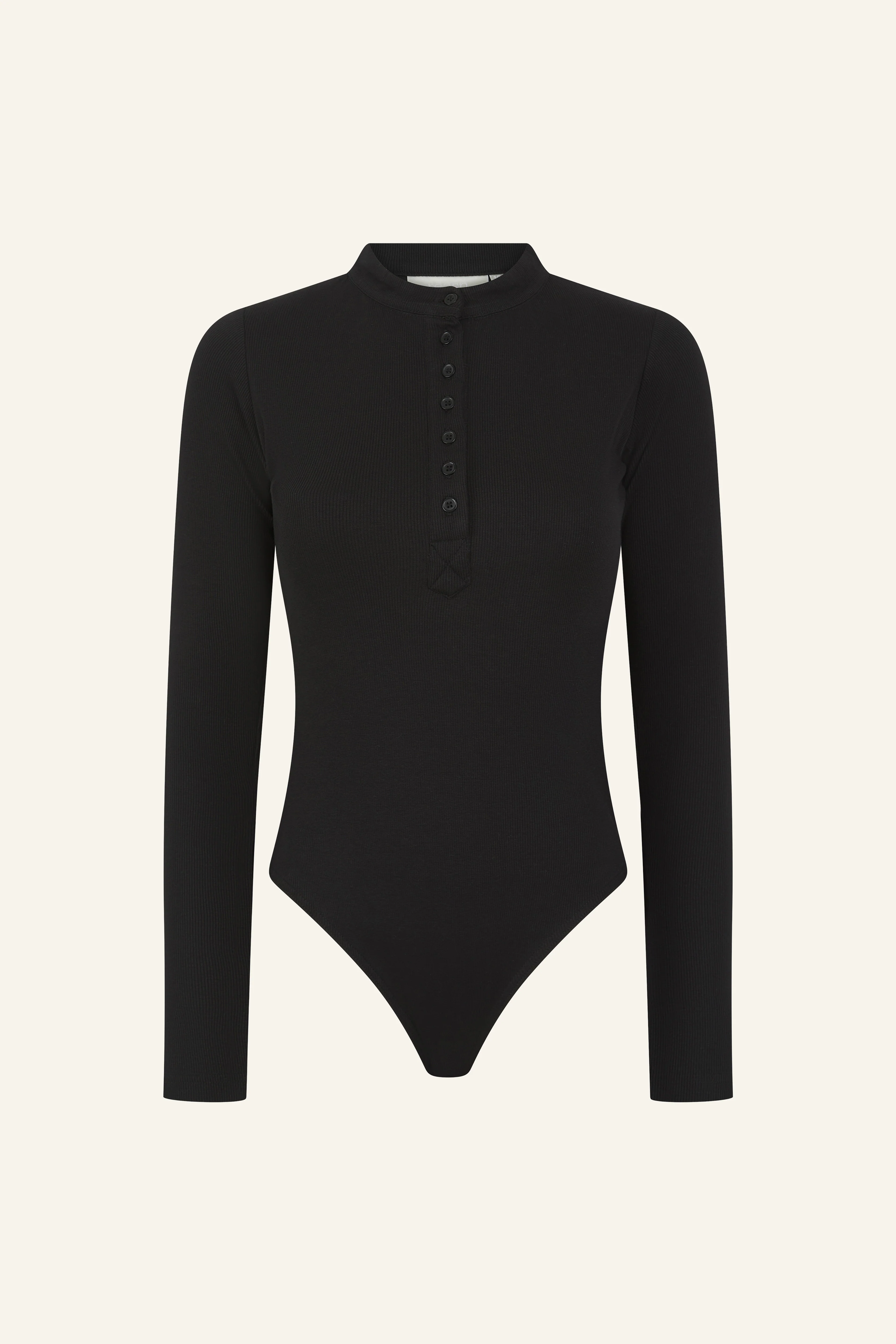 Ribbed Button Front Built in Bra Bodysuit - Core Black - Image 8