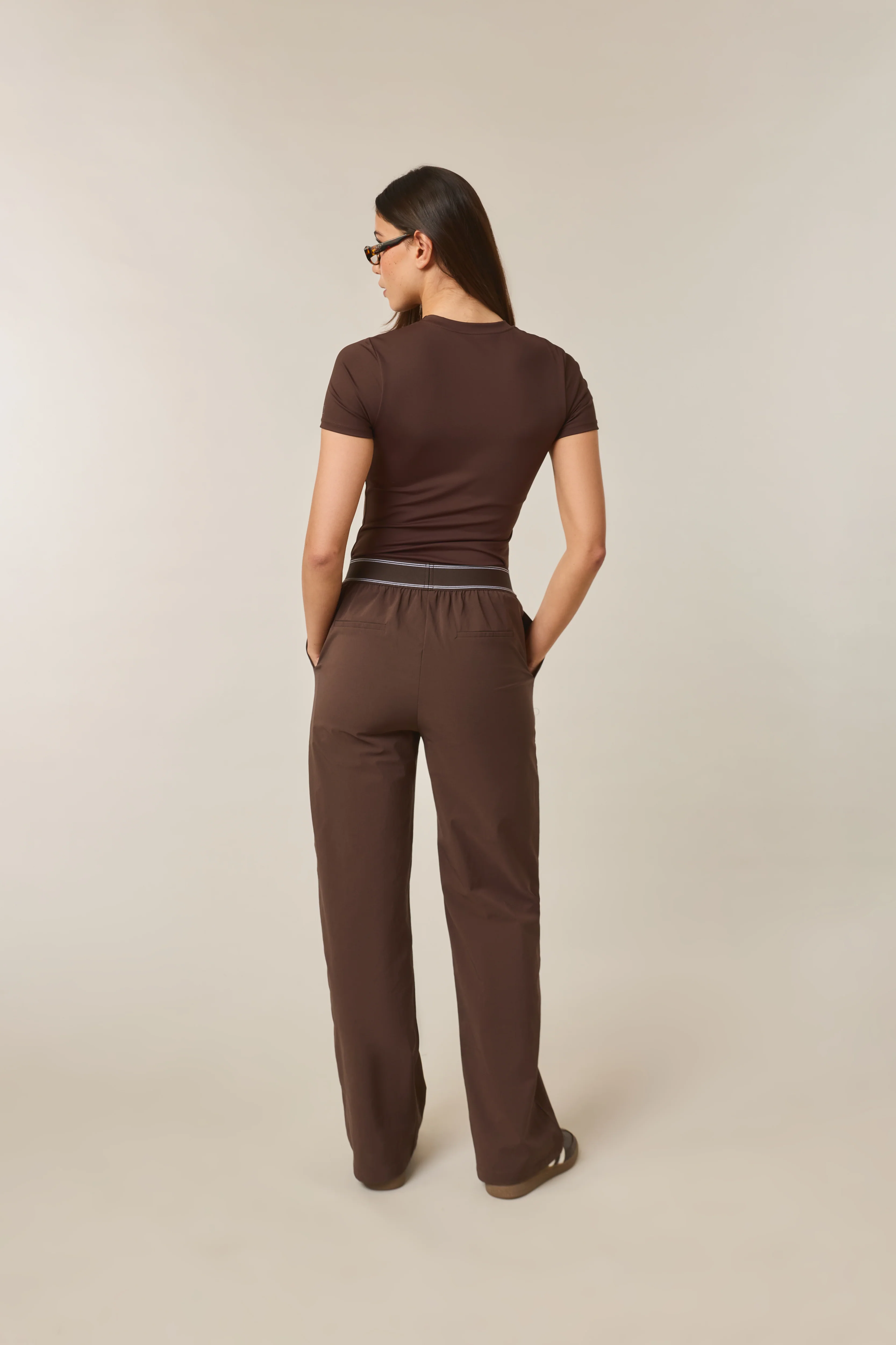 Sculpting Built In Bra Short Sleeve Baby Tee - Espresso - Image 4