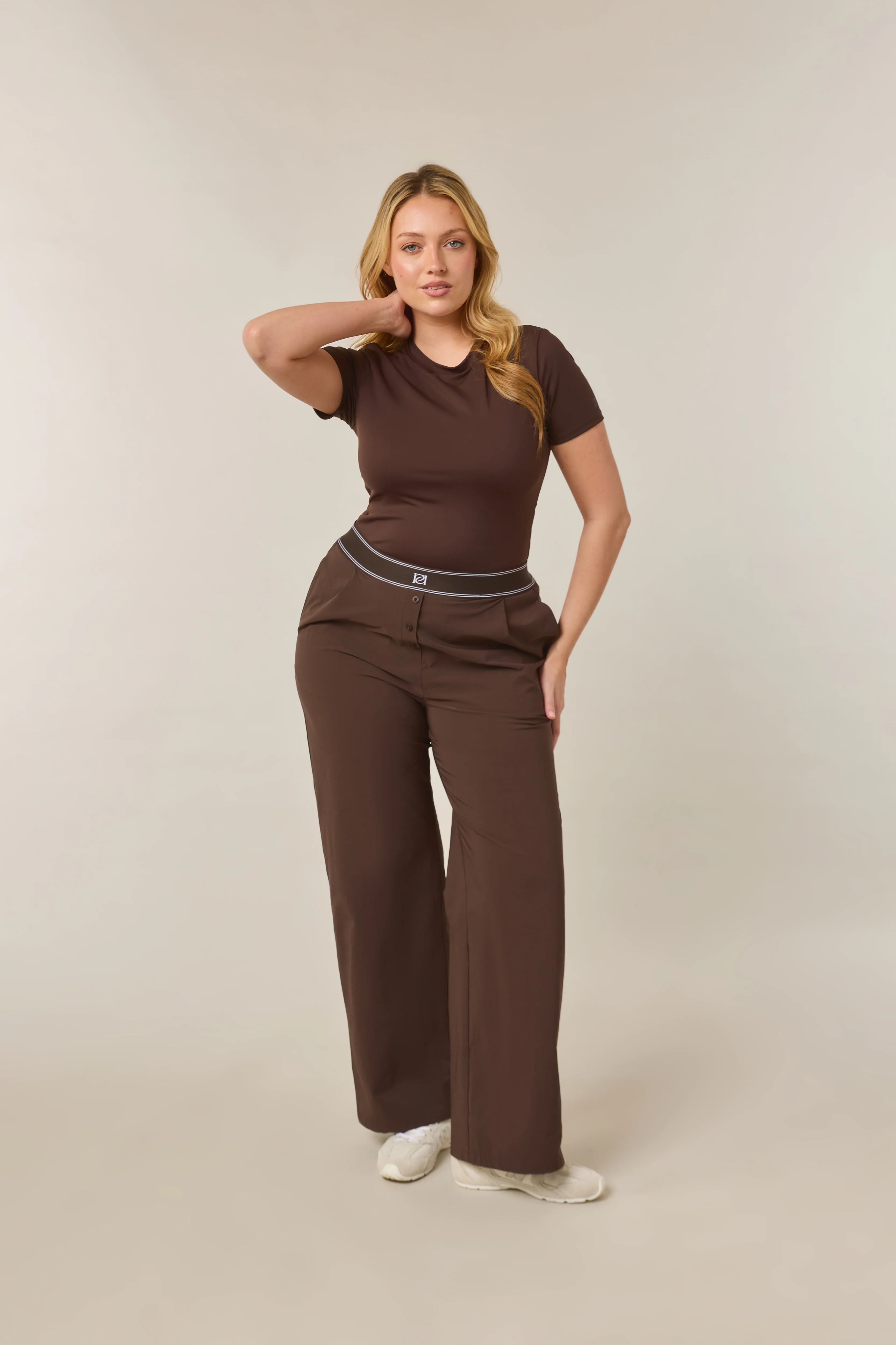 Sculpting Built In Bra Short Sleeve Baby Tee - Espresso - Image 5