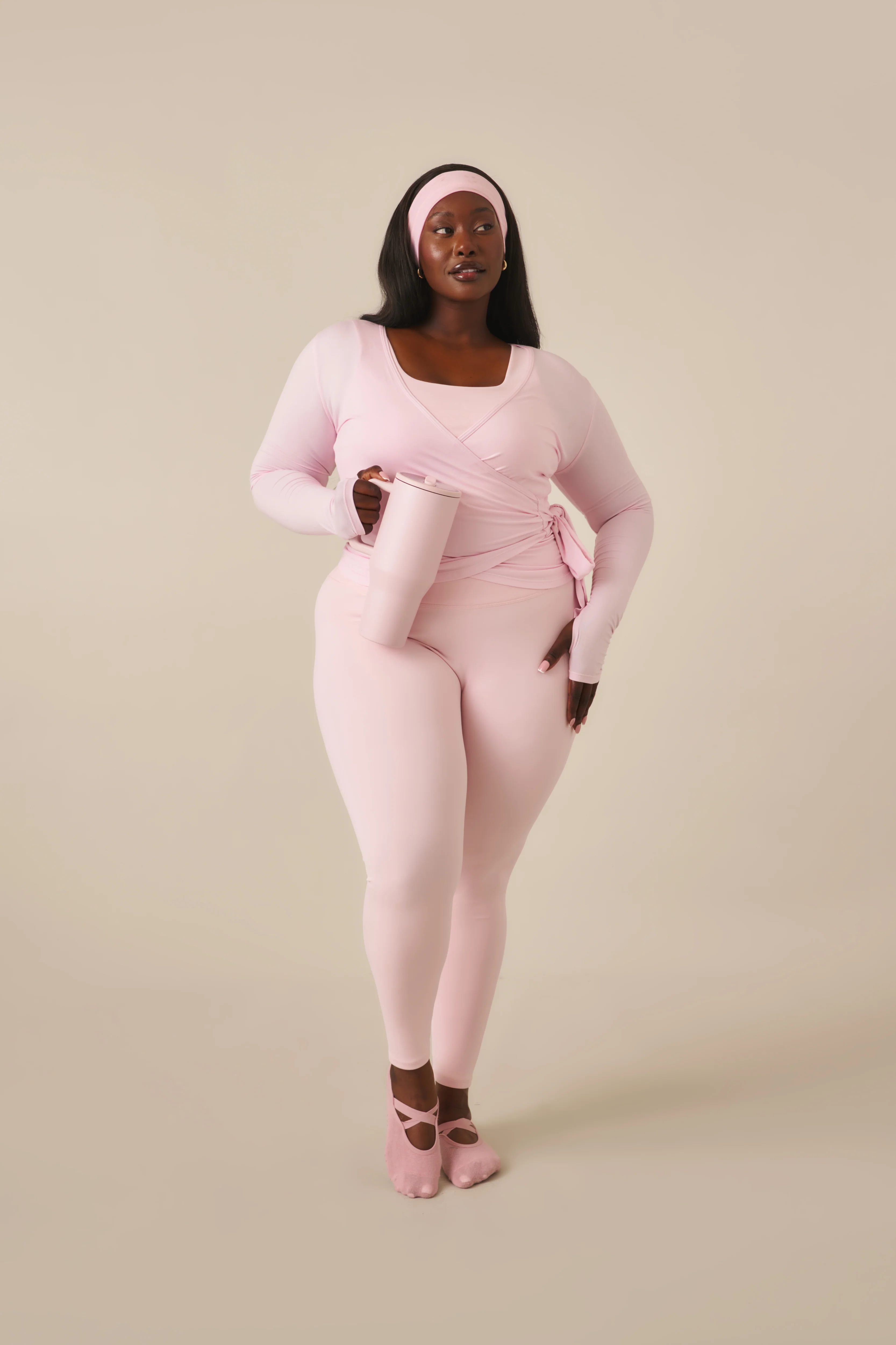 Smoothform Wrap Waistband High Waist Leggings - Ballerina Pink - Image 6