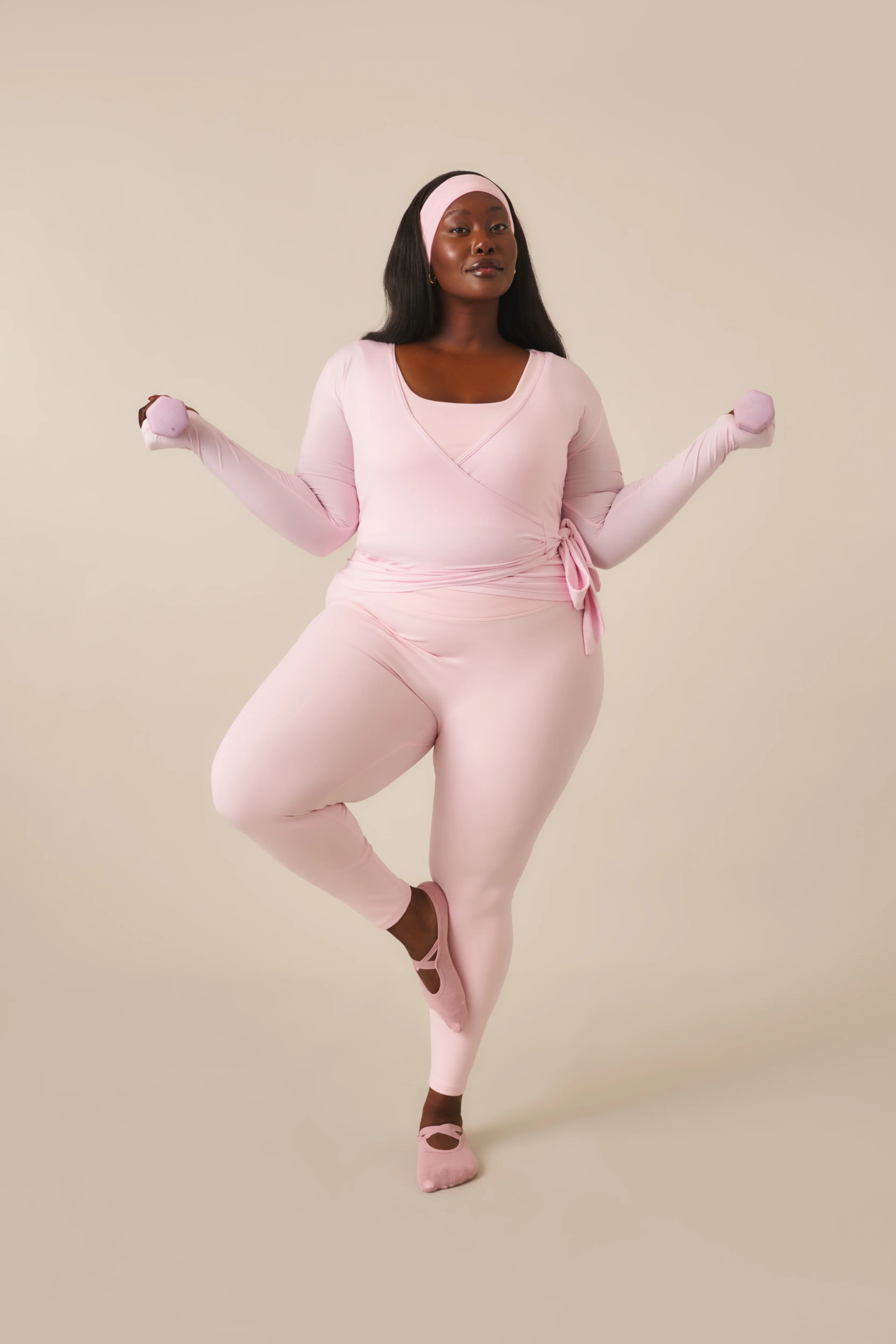 Smoothform Wrap Waistband High Waist Leggings - Ballerina Pink - Image 8