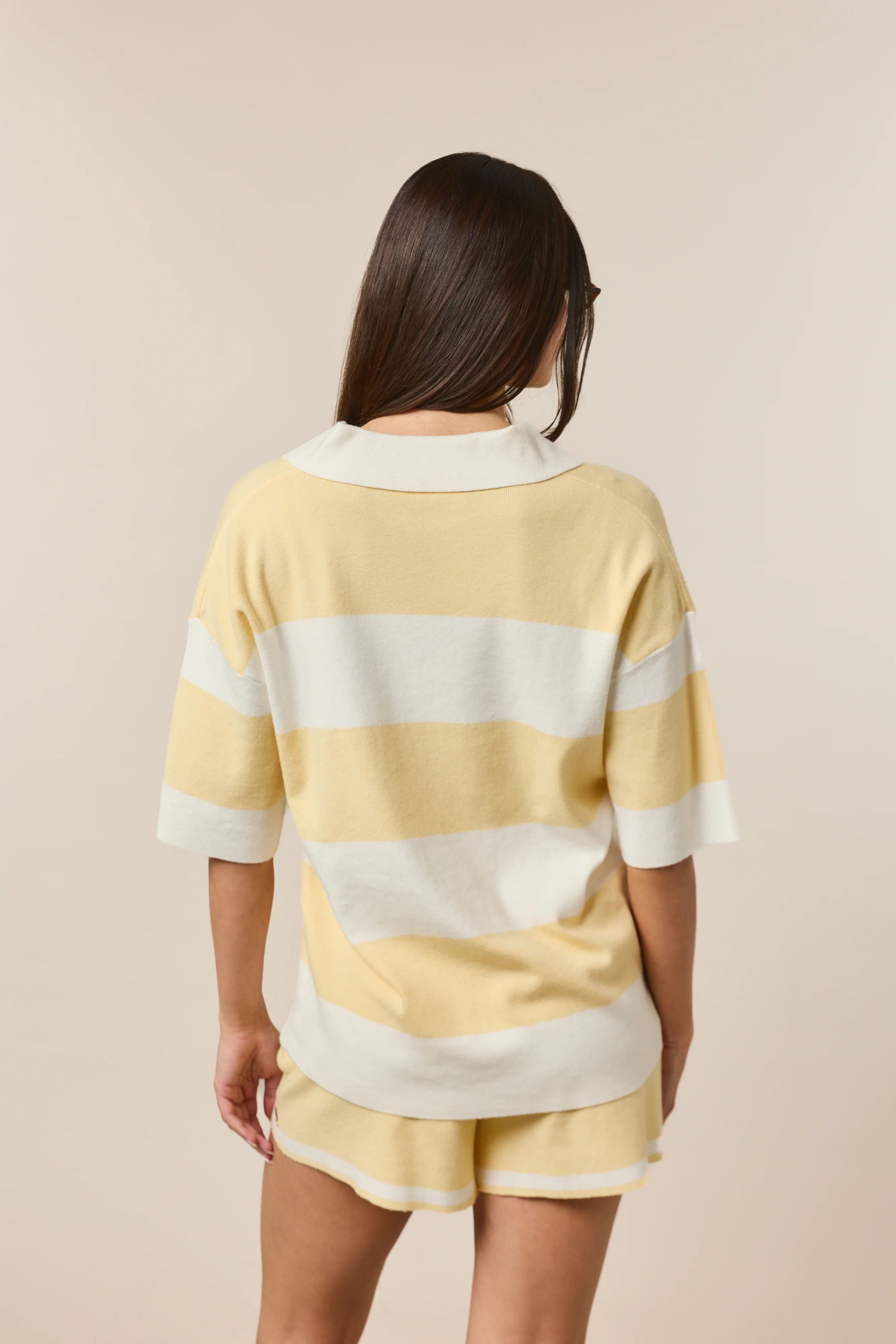 Stripe Knitted High Waisted Shorts - Lemon Sorbet - Image 6