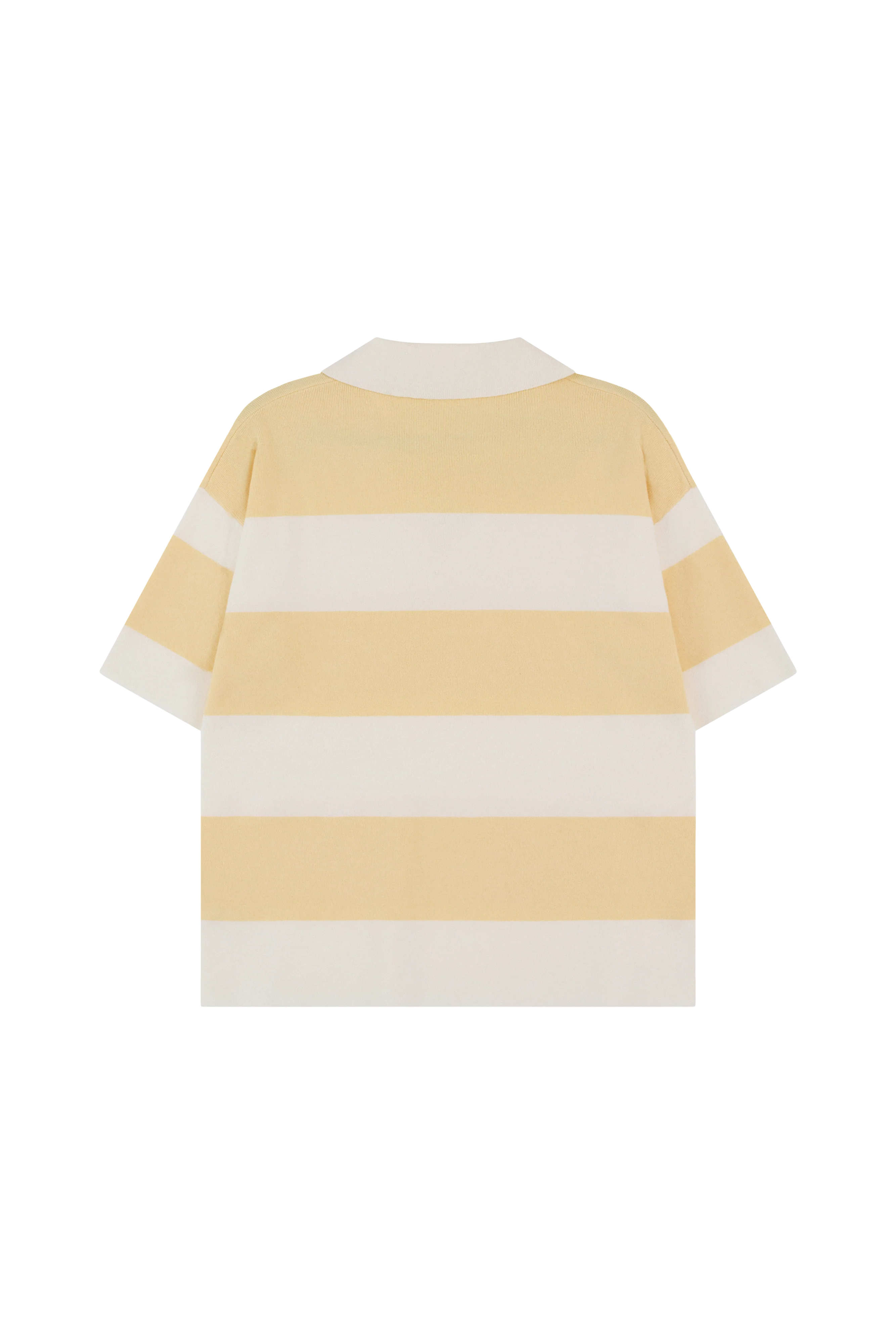 Stripe Knitted Collar Short Sleeve Top - Lemon Sorbet - Image 11
