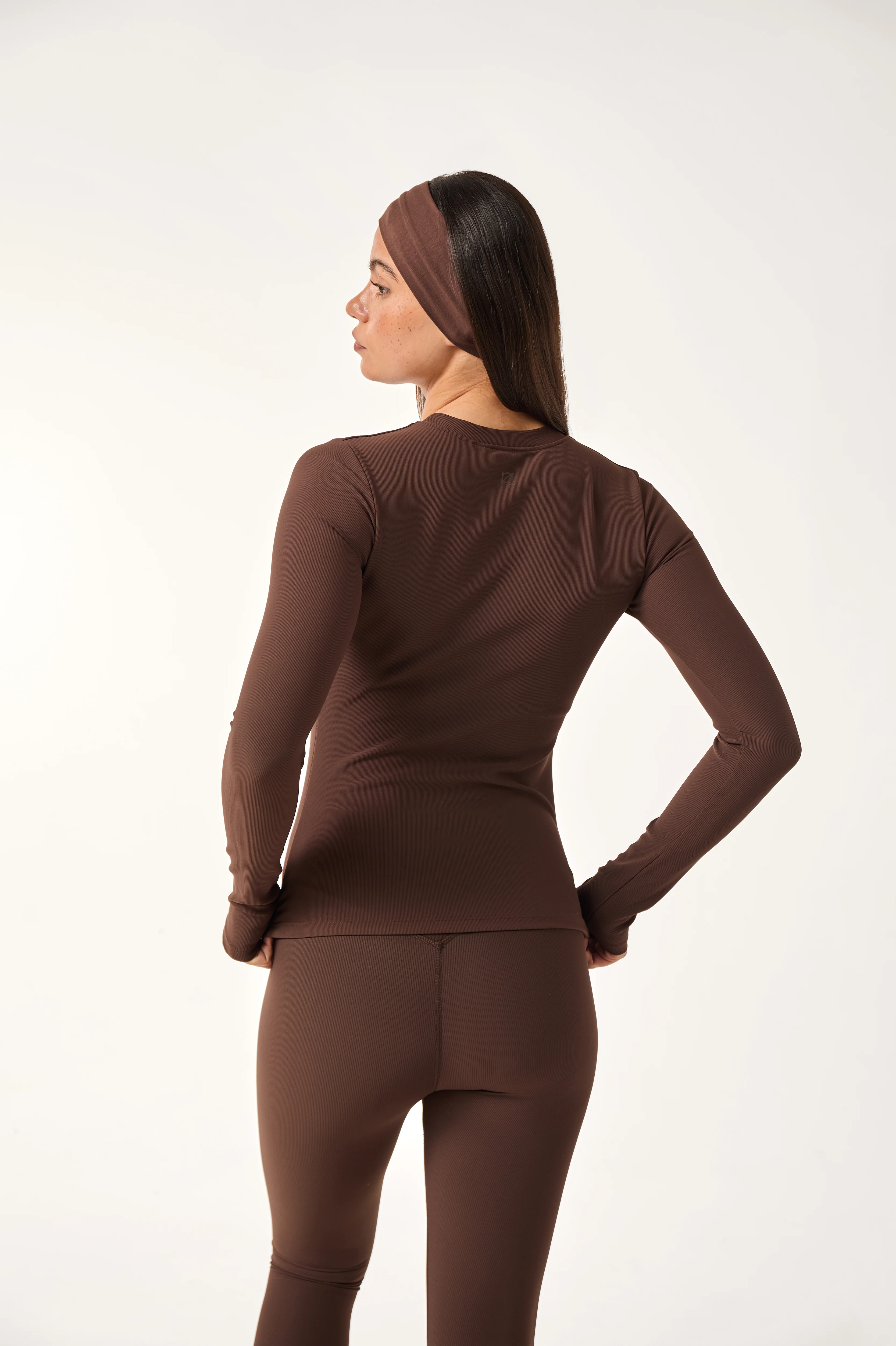 The Sculpt Crew Neck Built In Bra Top - Espresso - Image 3