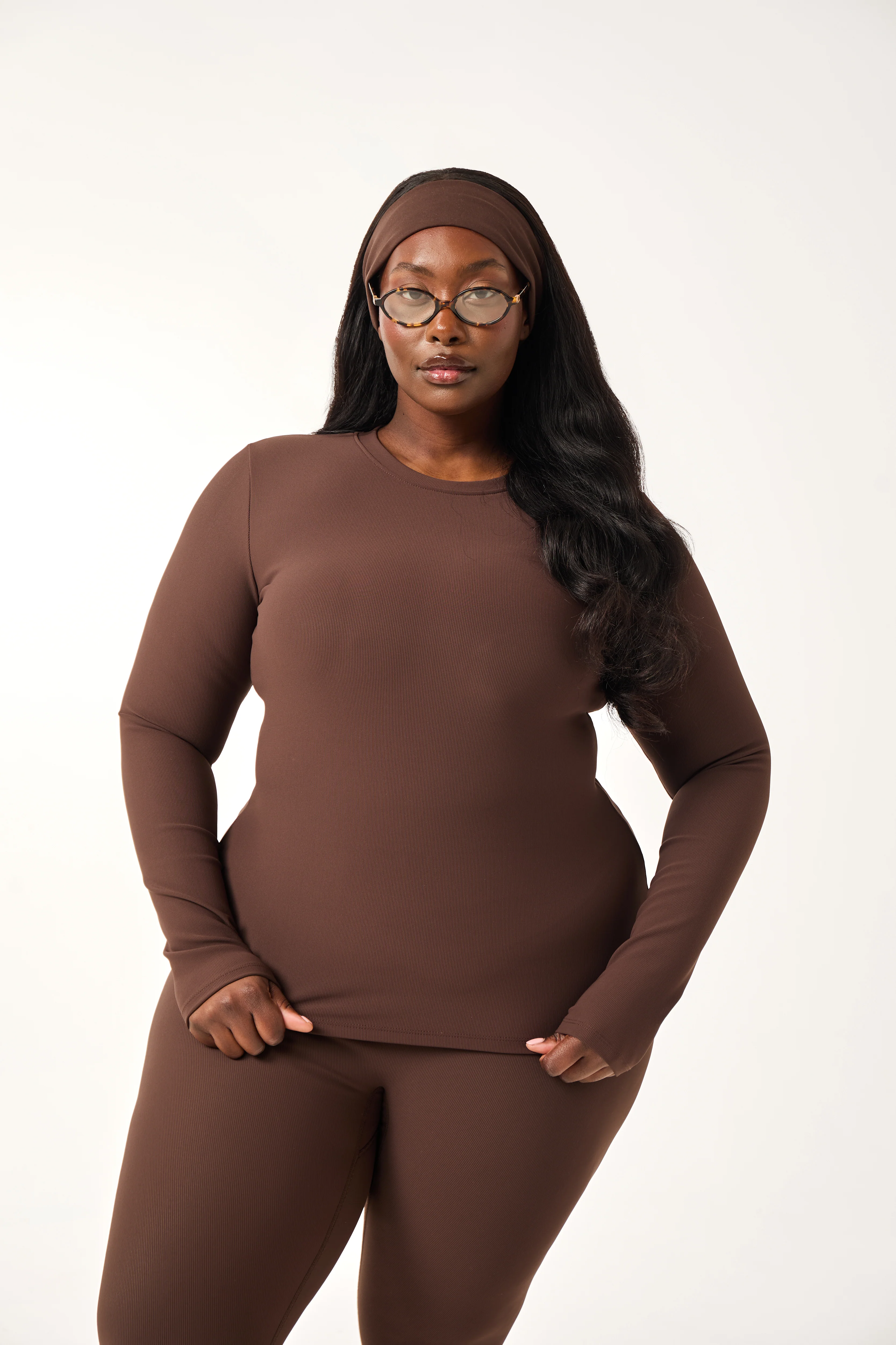 The Sculpt Crew Neck Built In Bra Top - Espresso - Image 6